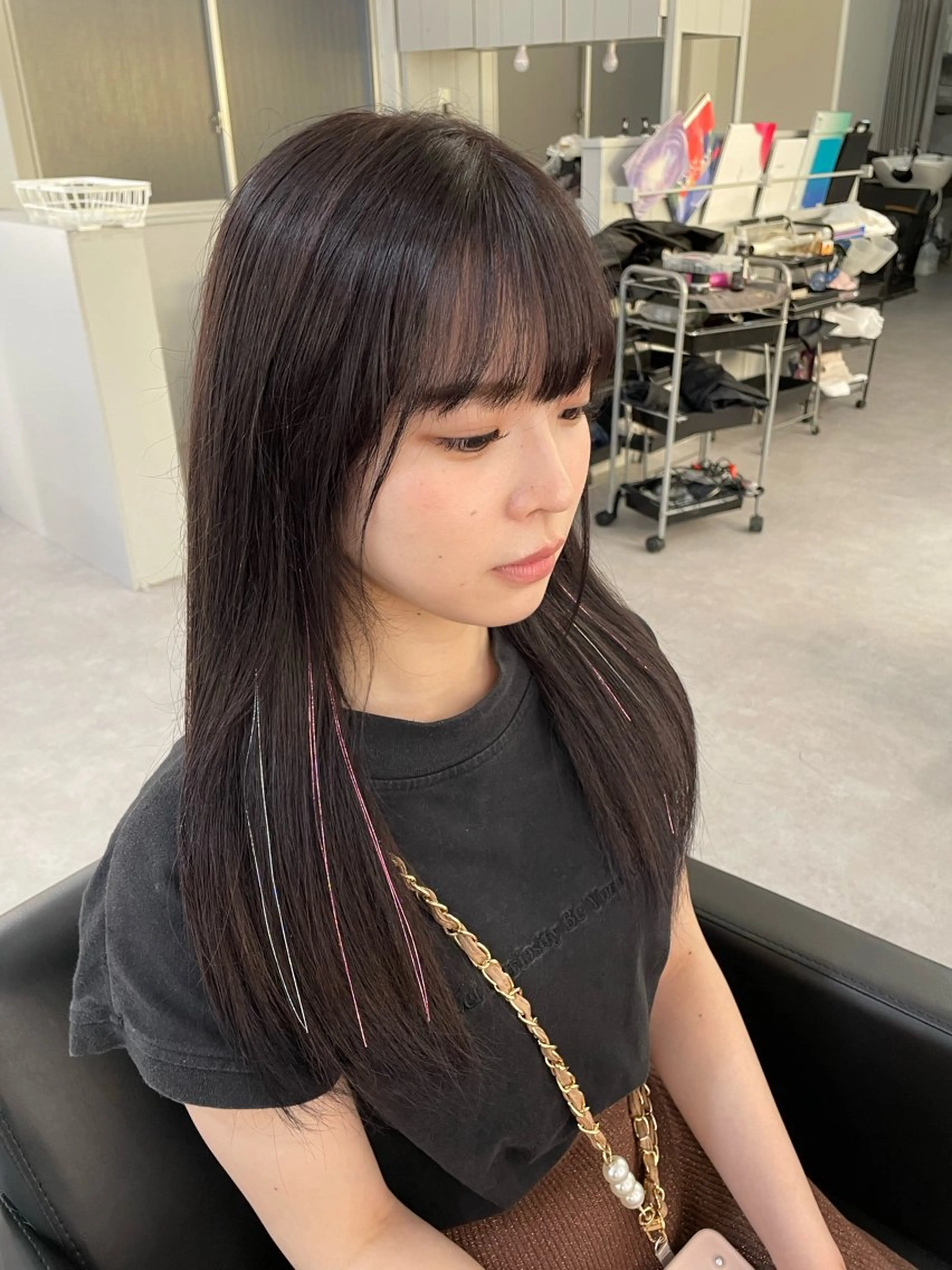 ロング カラー ヘアアレンジ ピンクカラー シルバー Cielro/ダブル カラー/西田咲希のヘアスタイル