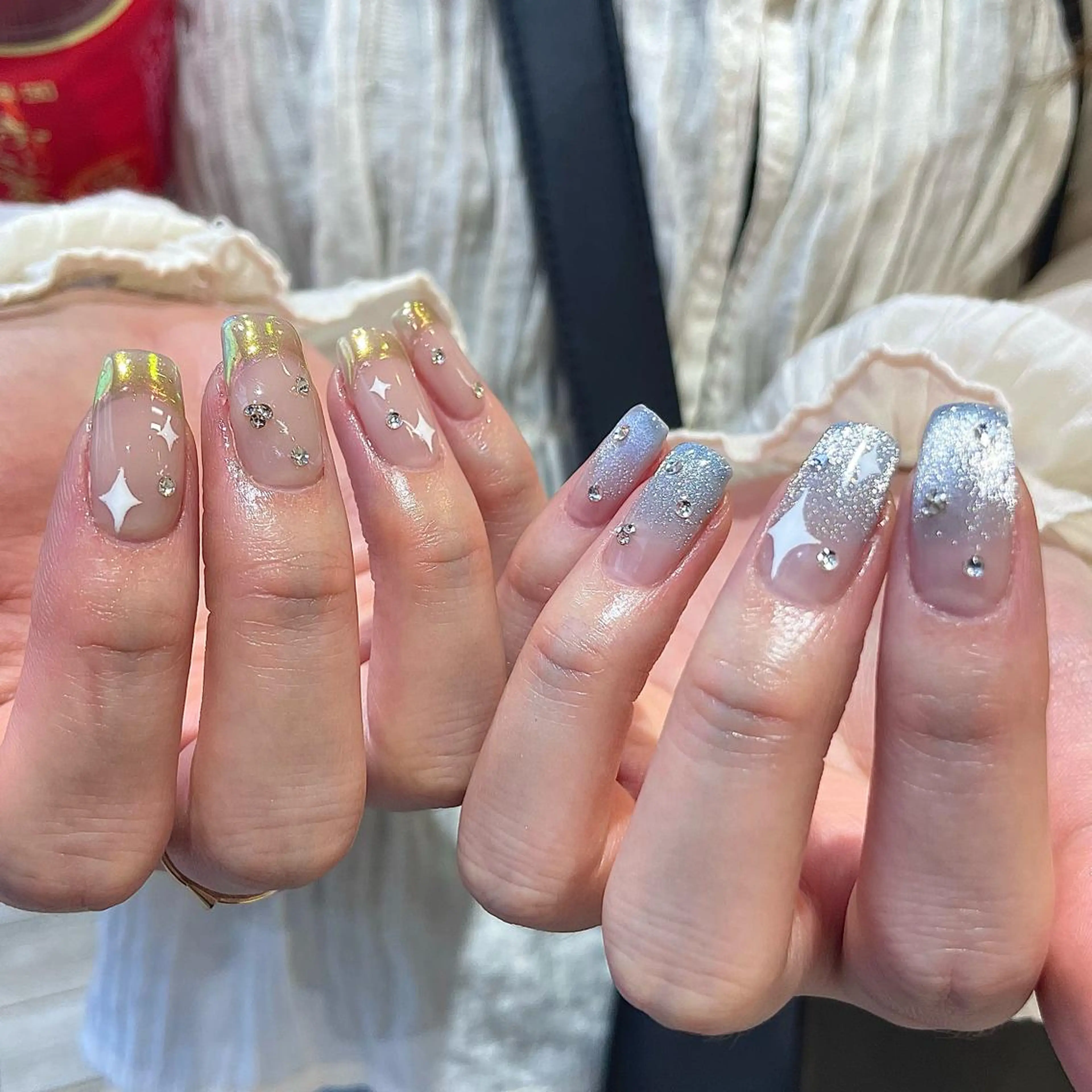 ネイル オーロラネイル フレンチネイル キラキラネイル マグネットネイル ハンドネイル KULIN Kanaのマツエク・マツパデザイン