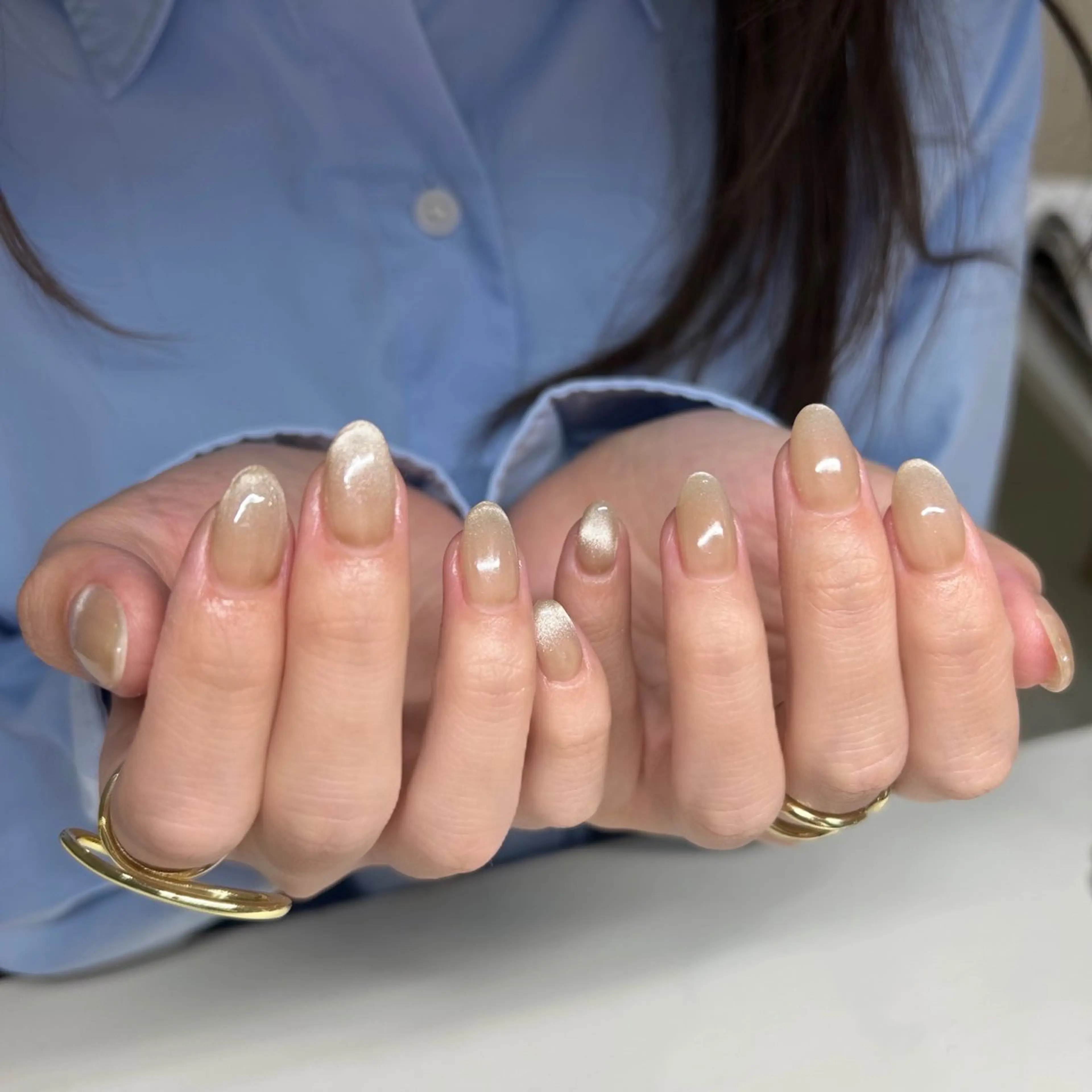 ネイル ブルー フットネイル ジェルネイル キラキラネイル 韓国ネイル RooM -mizuki-のネイルデザイン