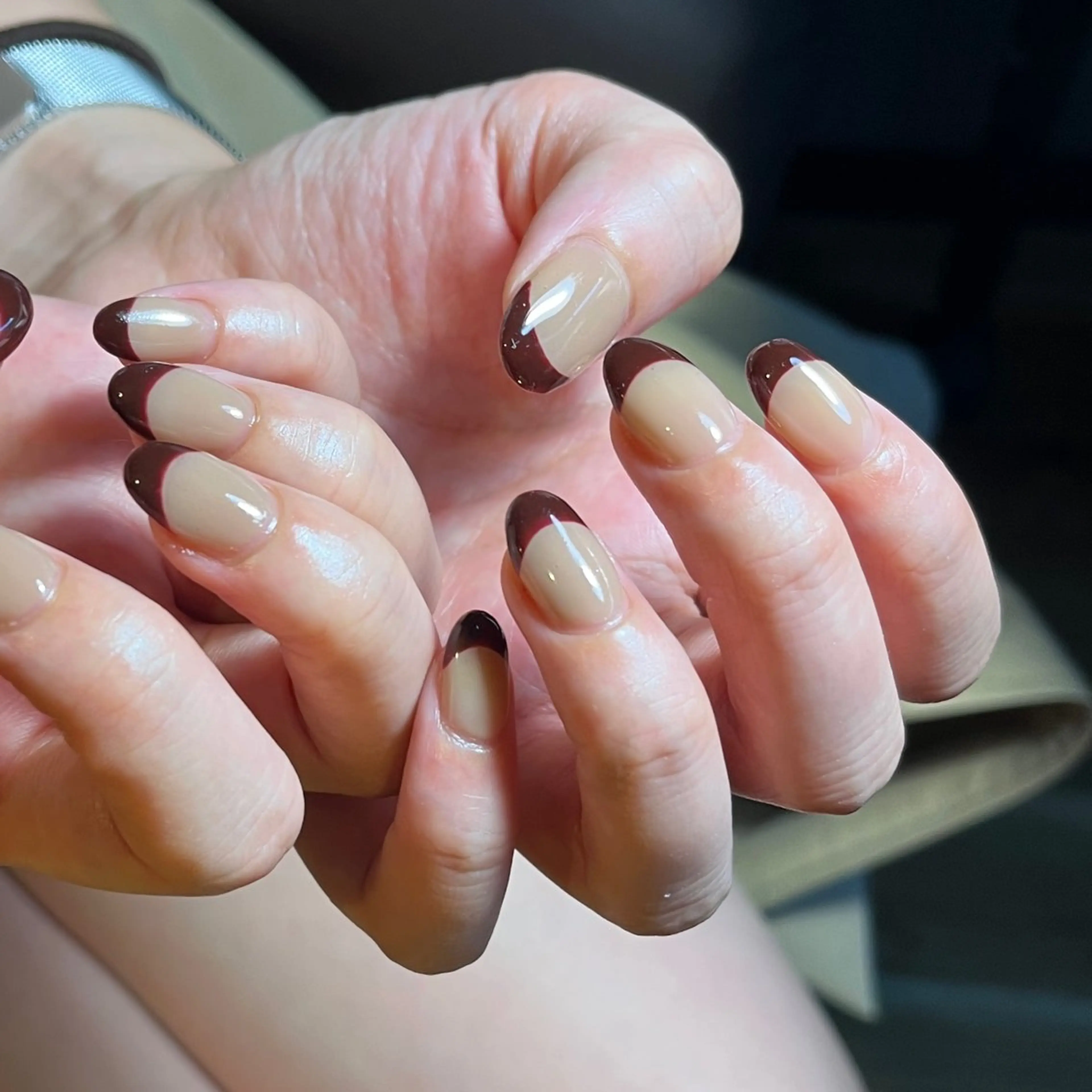 ネイル ボルドー フレンチネイル フリーランス¨̮⃝ ネイリストOKADAのネイルデザイン