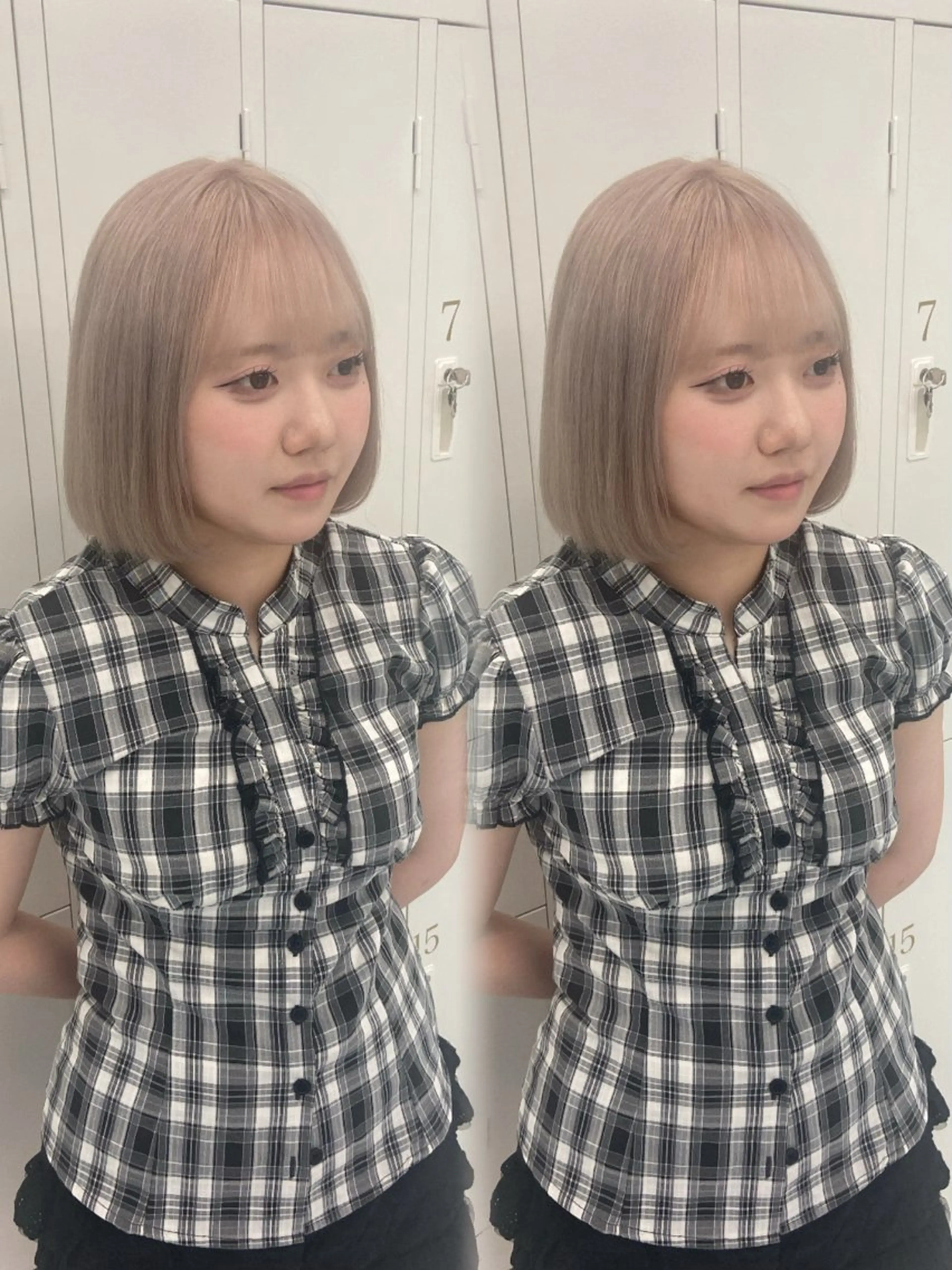 ショート カラー ヘアアレンジ ベージュカラー ホワイトベージュ ヘアカラー トリートメント girlyハイトーン /airi🍓🎀のヘアスタイル