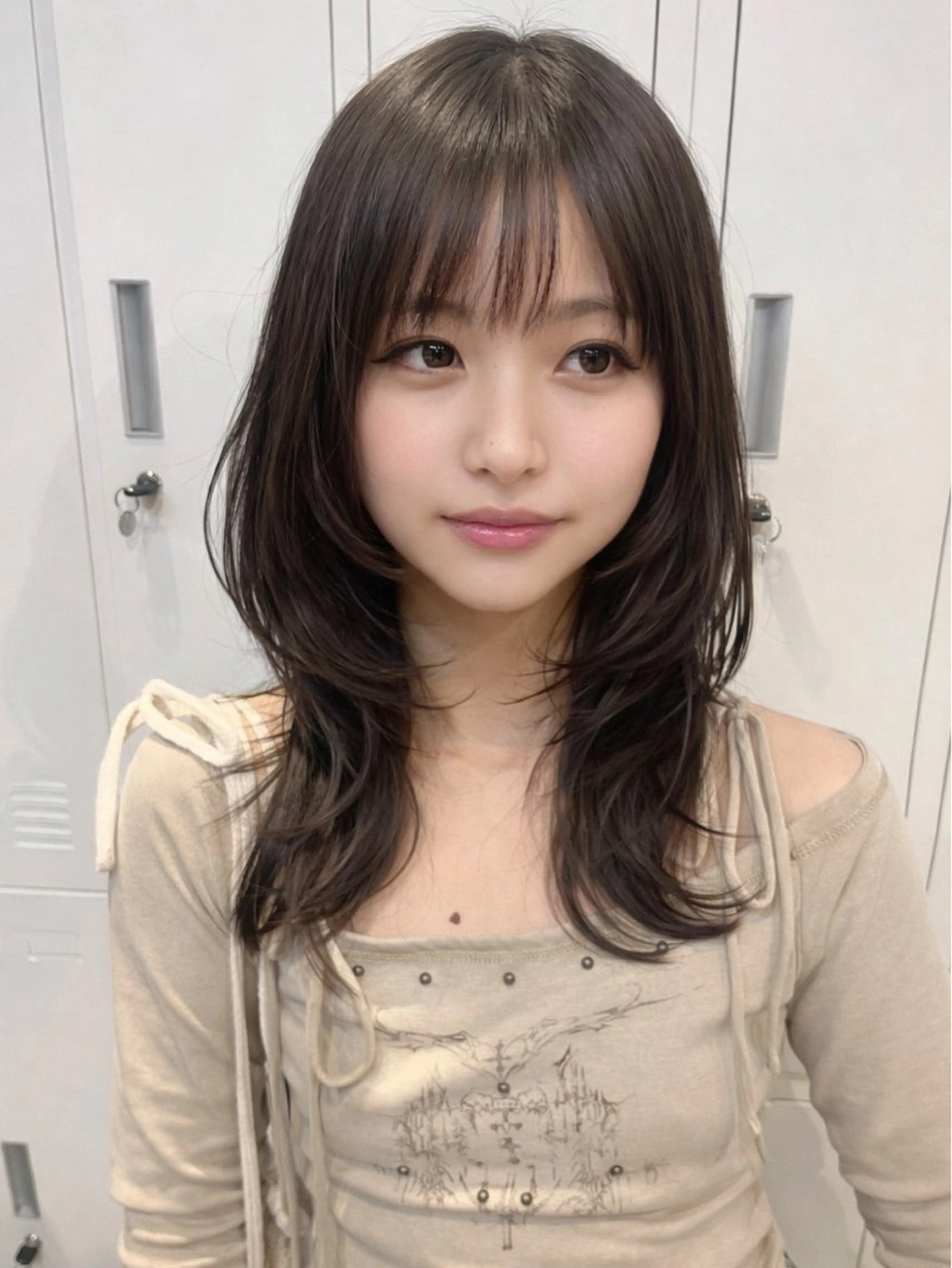 ミディアム カラー ブリーチ 透明感カラー グレージュ ブリーチなしカラー ハッシュカット ヘアカラー 🌷レイヤーカット/ フルキシオリ🌷のヘアスタイル