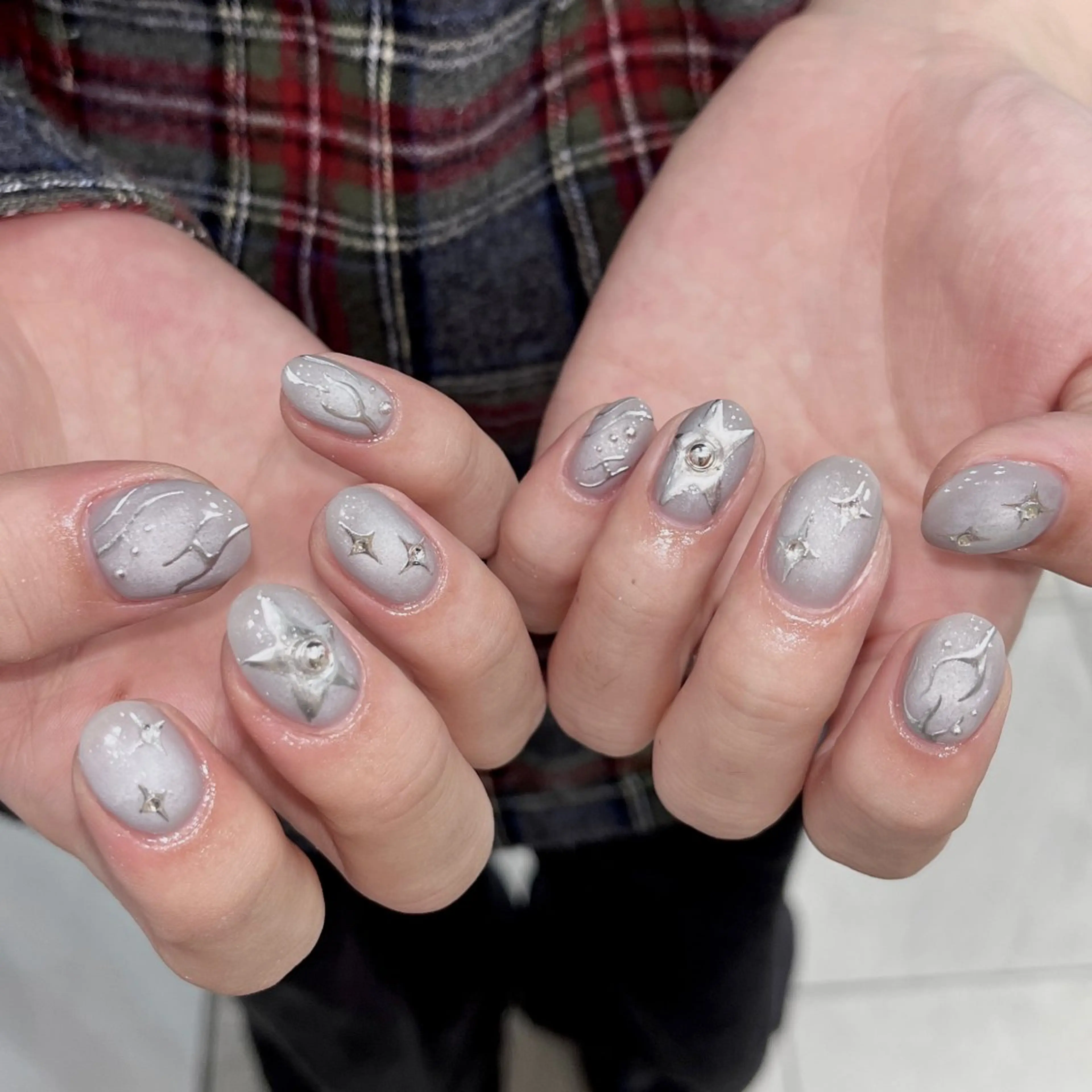 ネイル アートネイル 韓国ネイル メンズネイル moca心斎橋店 Aina🐈⬛🤍のネイルデザイン