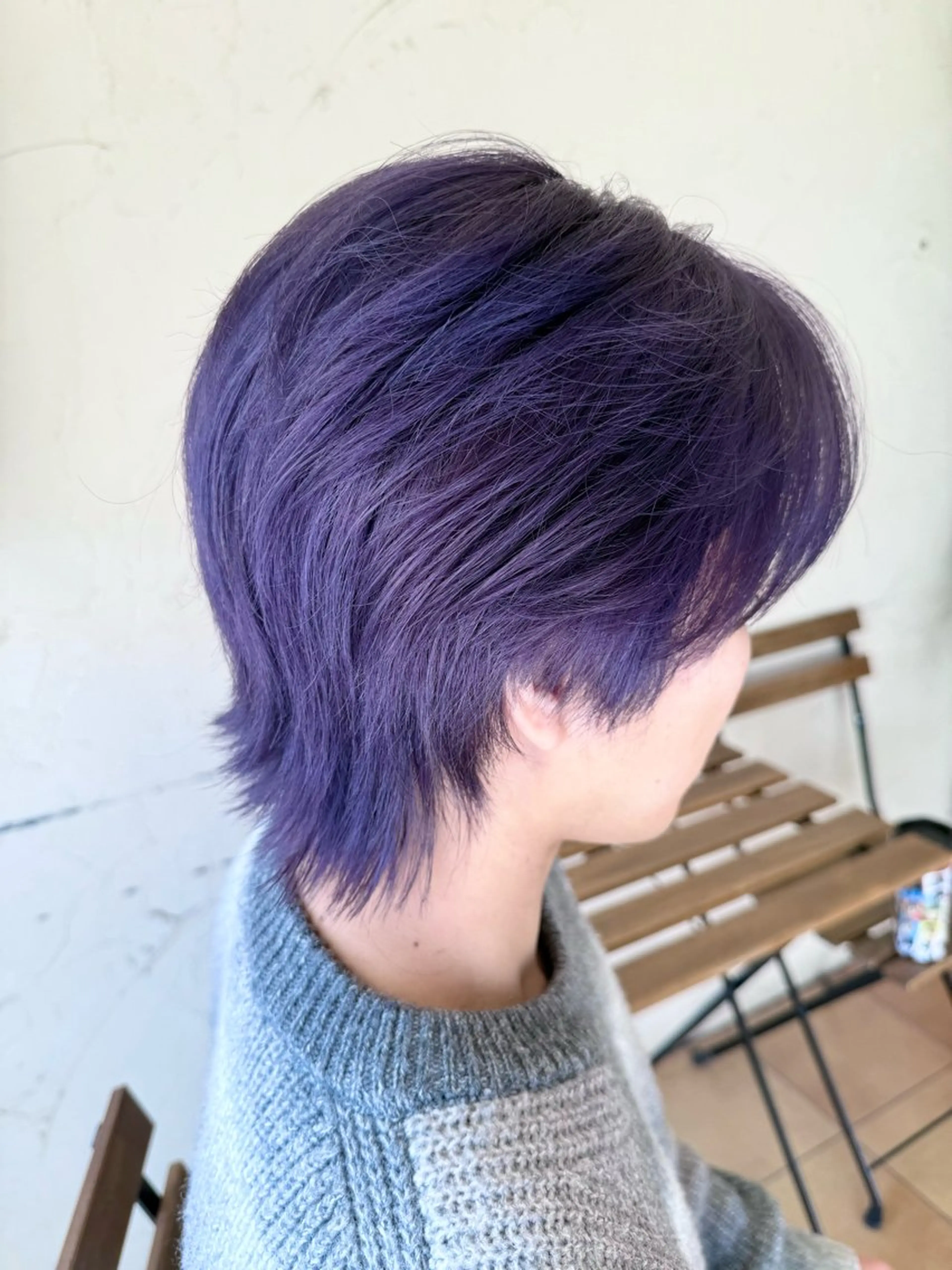 ショート カラー メンズ メンズウルフカット パープルカラー シルバー ウルフカット カット ヘアカラー メンズ特化/パーマ指 名No.1/百瀬太郎のヘアスタイル