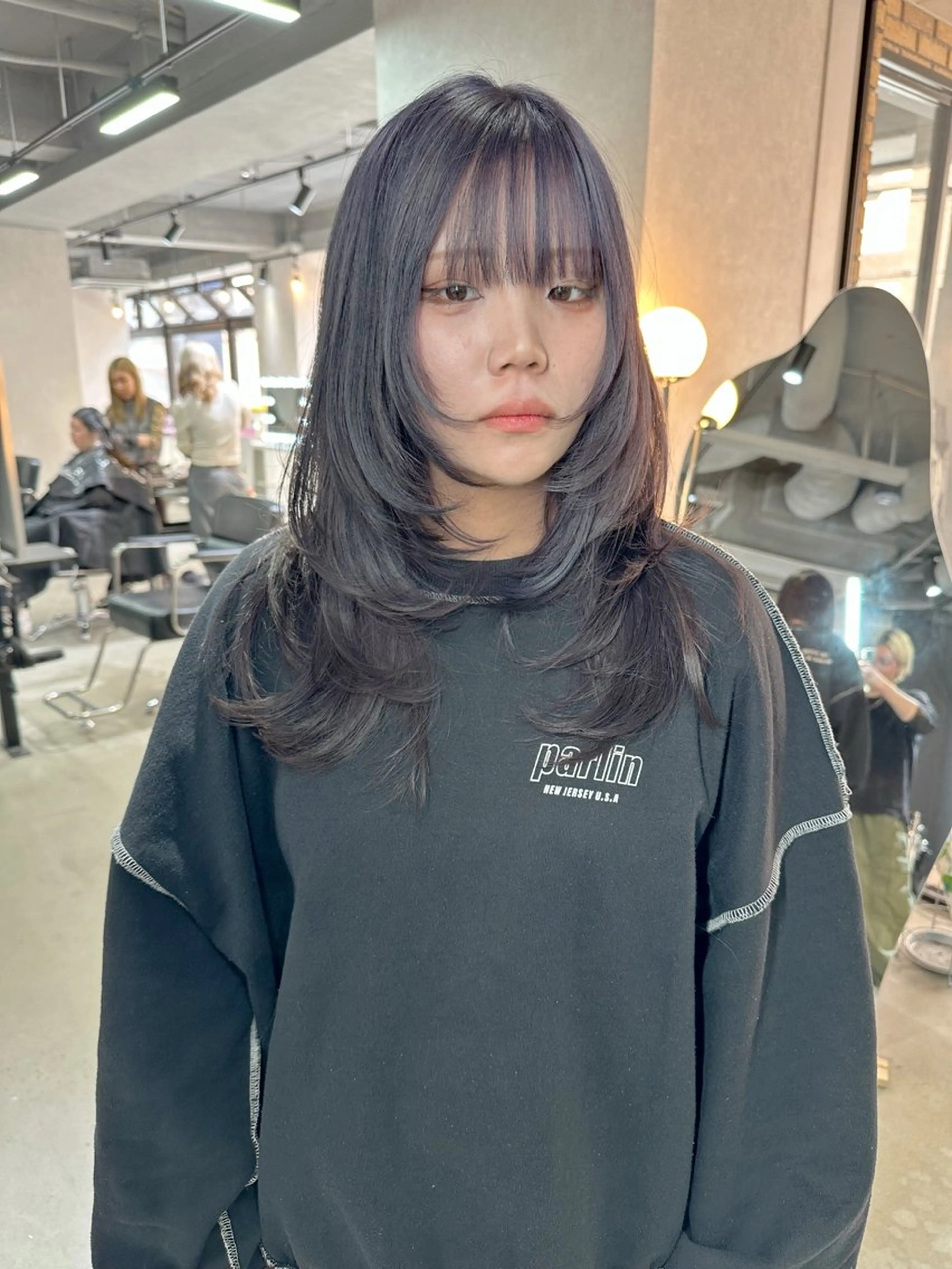 セミロング ケアカラー ボブ 髪質改善 韓国風ヘア レイヤーカット 艶髪カラー/レイヤ ー支持No.1renのヘアスタイル