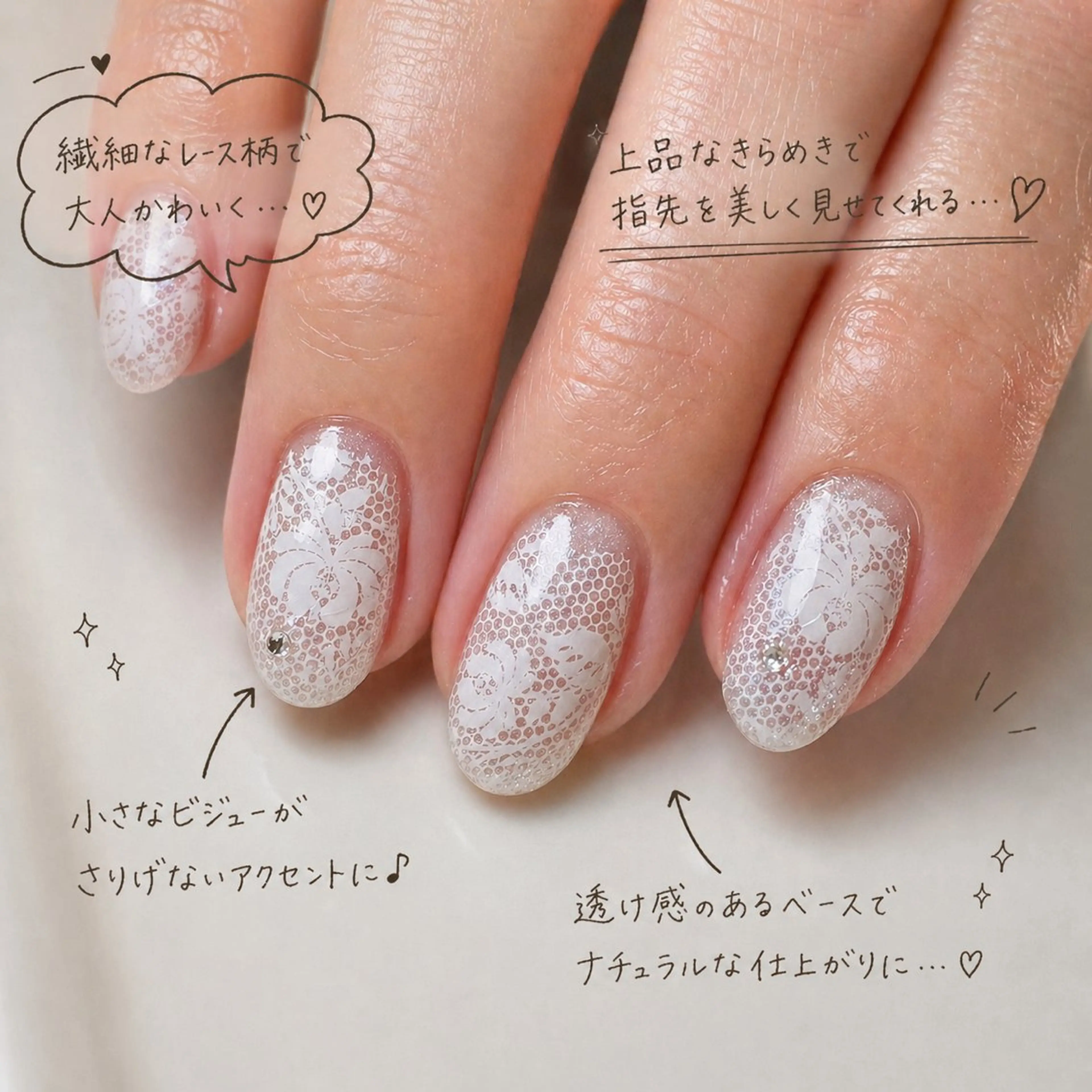 ネイル ブルー レース Lily me.のネイルデザイン