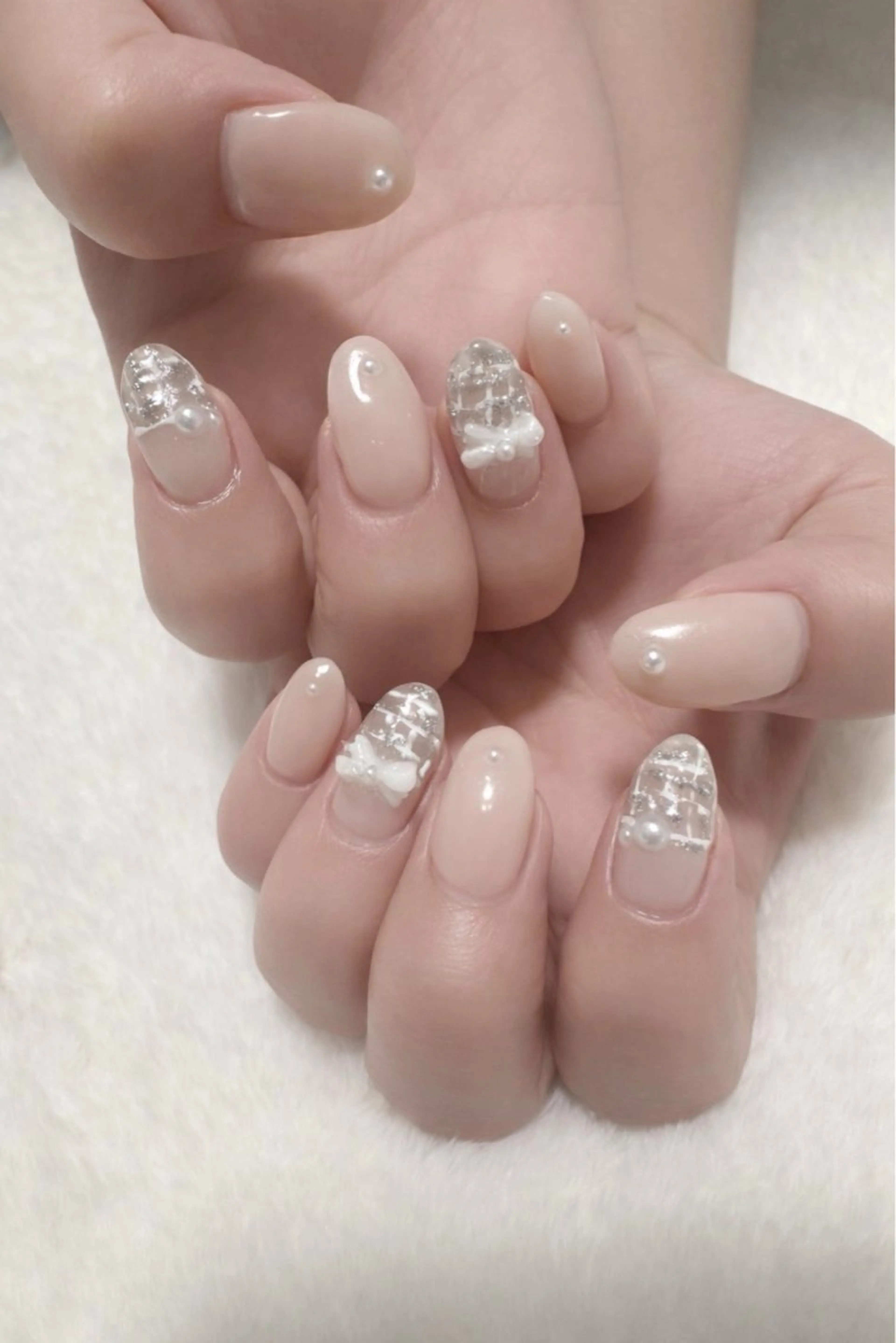 ネイル リボン ツイードネイル nail lumièreのネイルデザイン