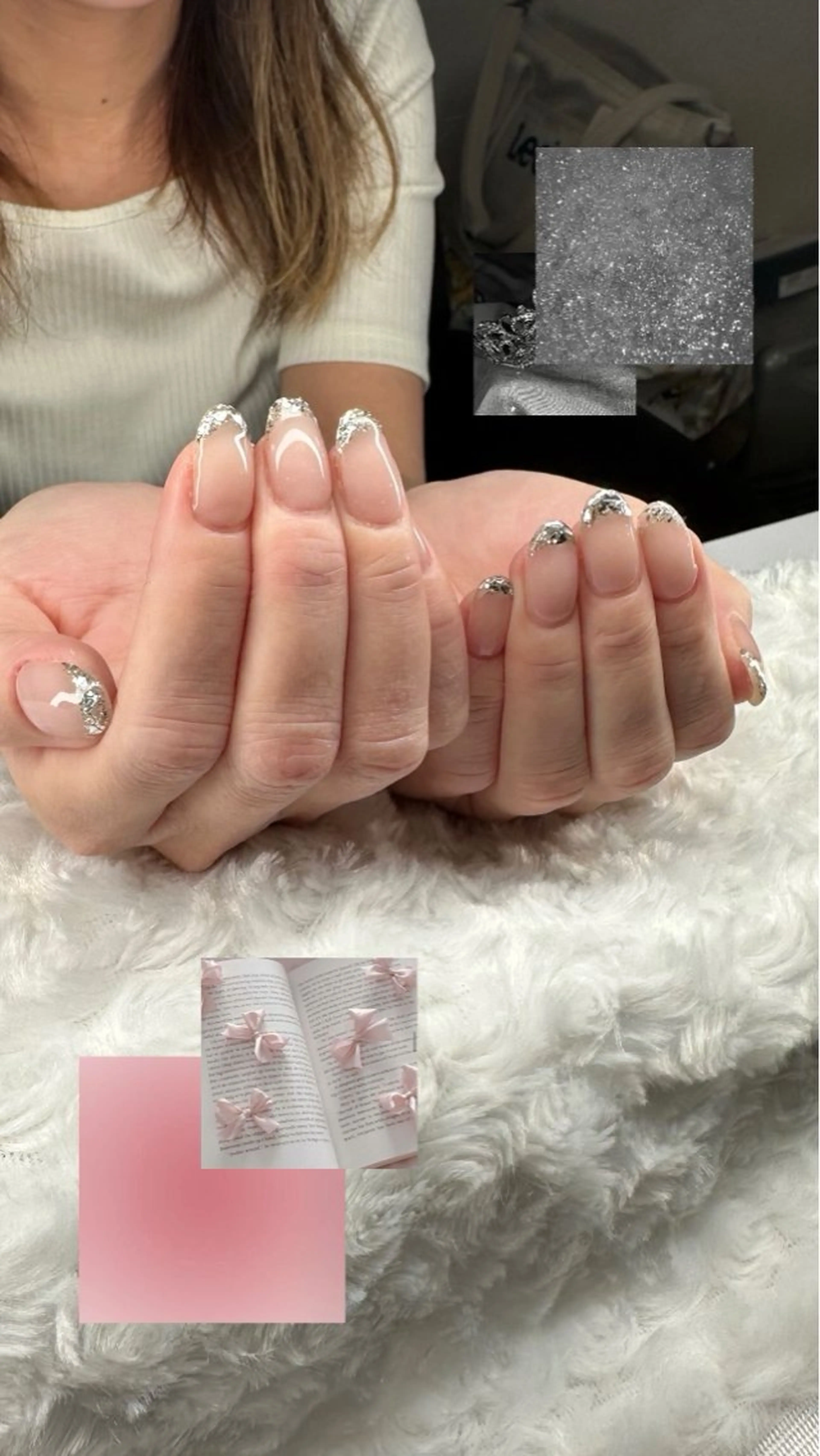 ネイル フレンチネイル ラメ(グリッター) ピンク Sawa ︎︎𓂃⟡.·のネイルデザイン