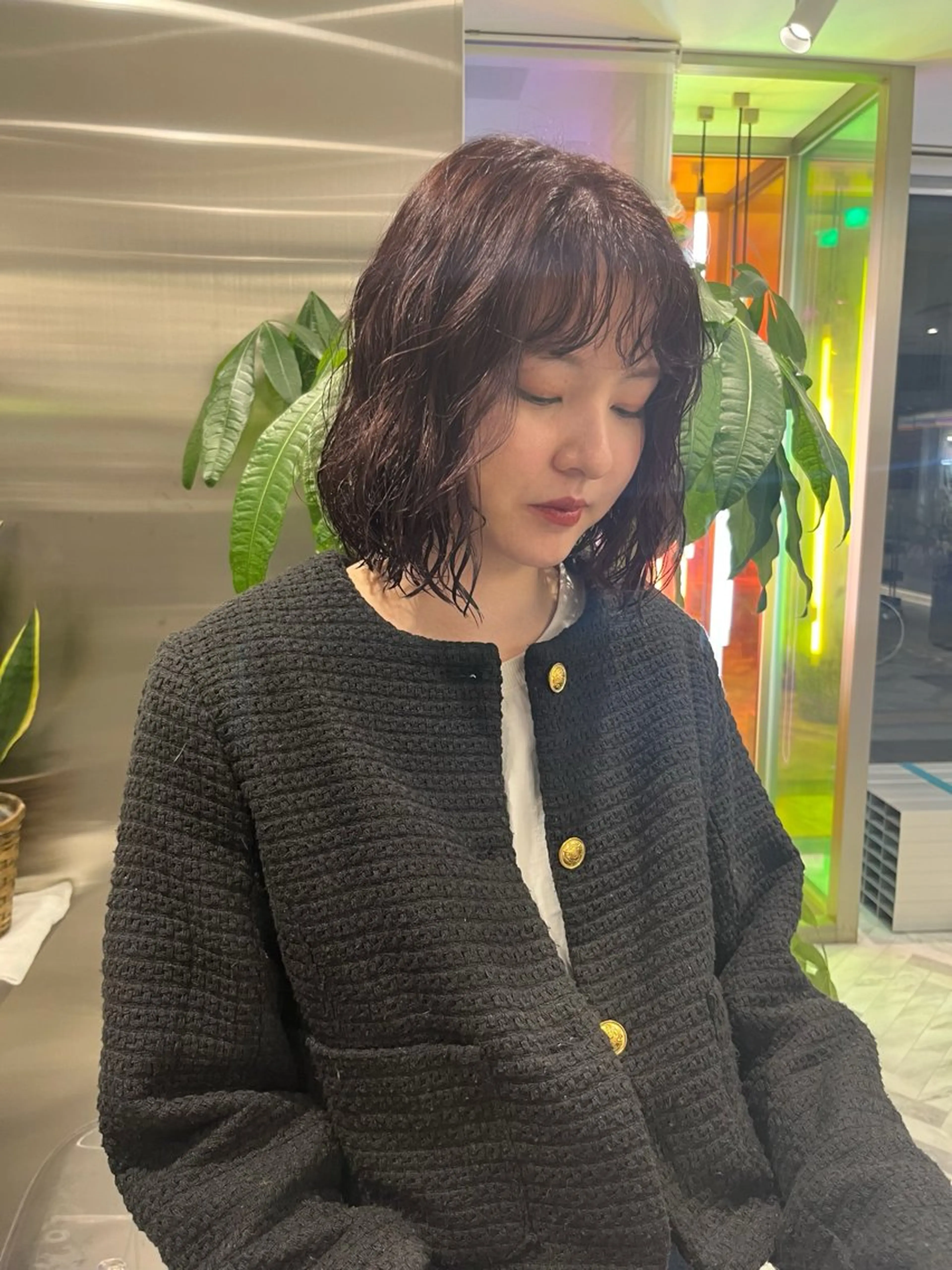 ミディアム パーマ 平野 優奈のヘアスタイル