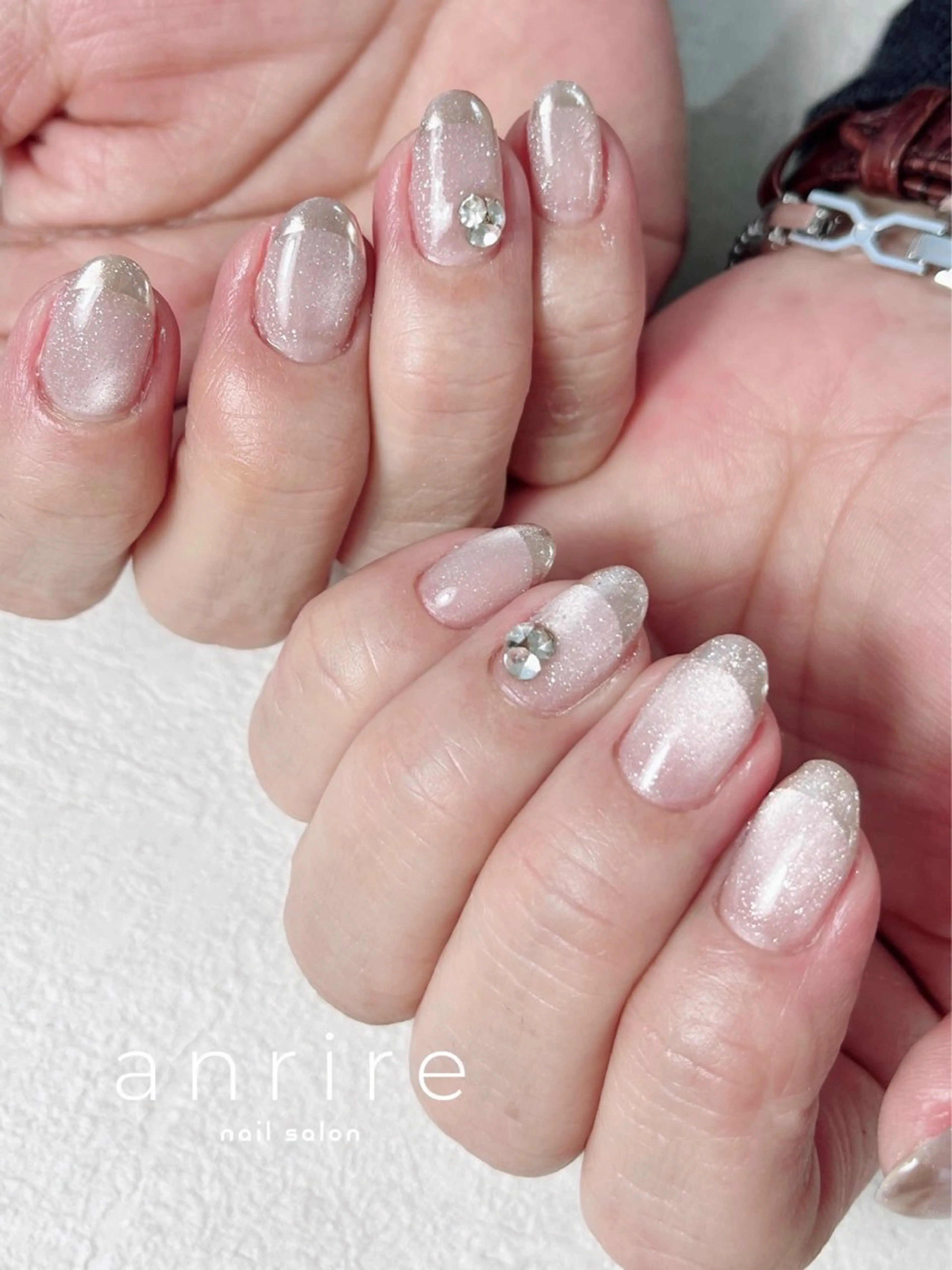 ネイル フレンチネイル マグネットネイル ミラーネイル 春ネイル ハンドネイル nail salon anrire〜アンリール〜所属・nailsalon anrireのネイルデザイン