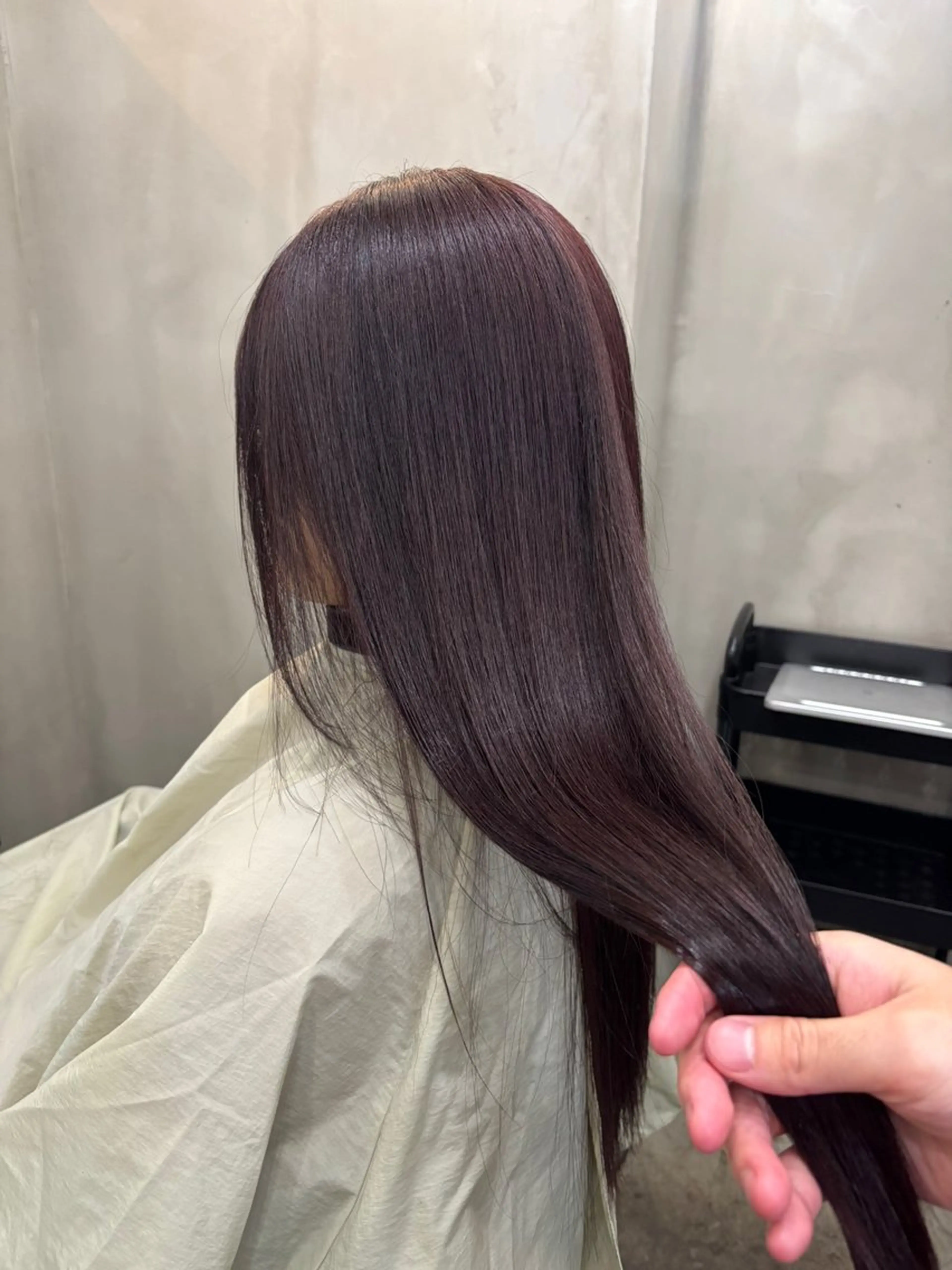 ロング カラー 黒髪 ボルドーカラー レッドカラー ヘアカラー 中園康 /カラー/ブリーチのヘアスタイル