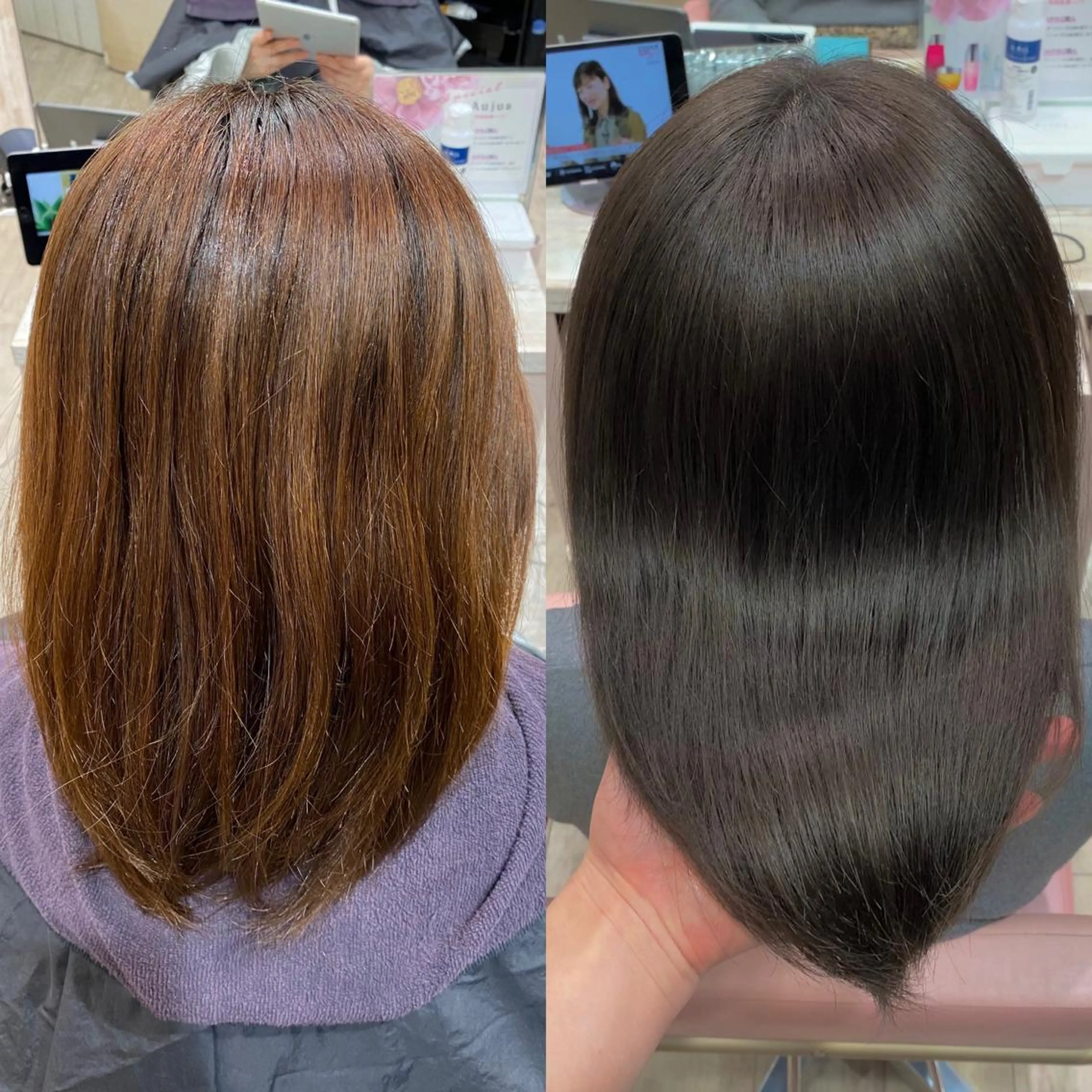 ミディアム カラー 顔まわりカット🌟 くびれヘア/寺門遥輝のヘアスタイル