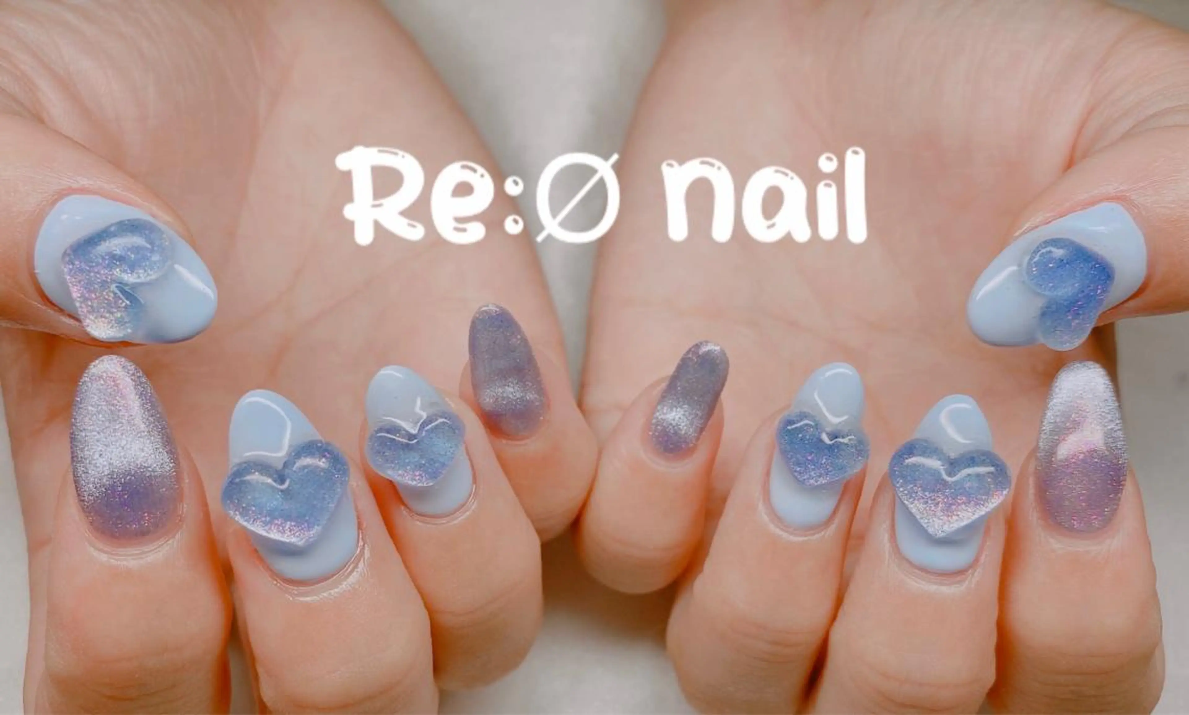ネイル 水色 ハンドネイル Re:Ø nail 🩵TSUJIのネイルデザイン