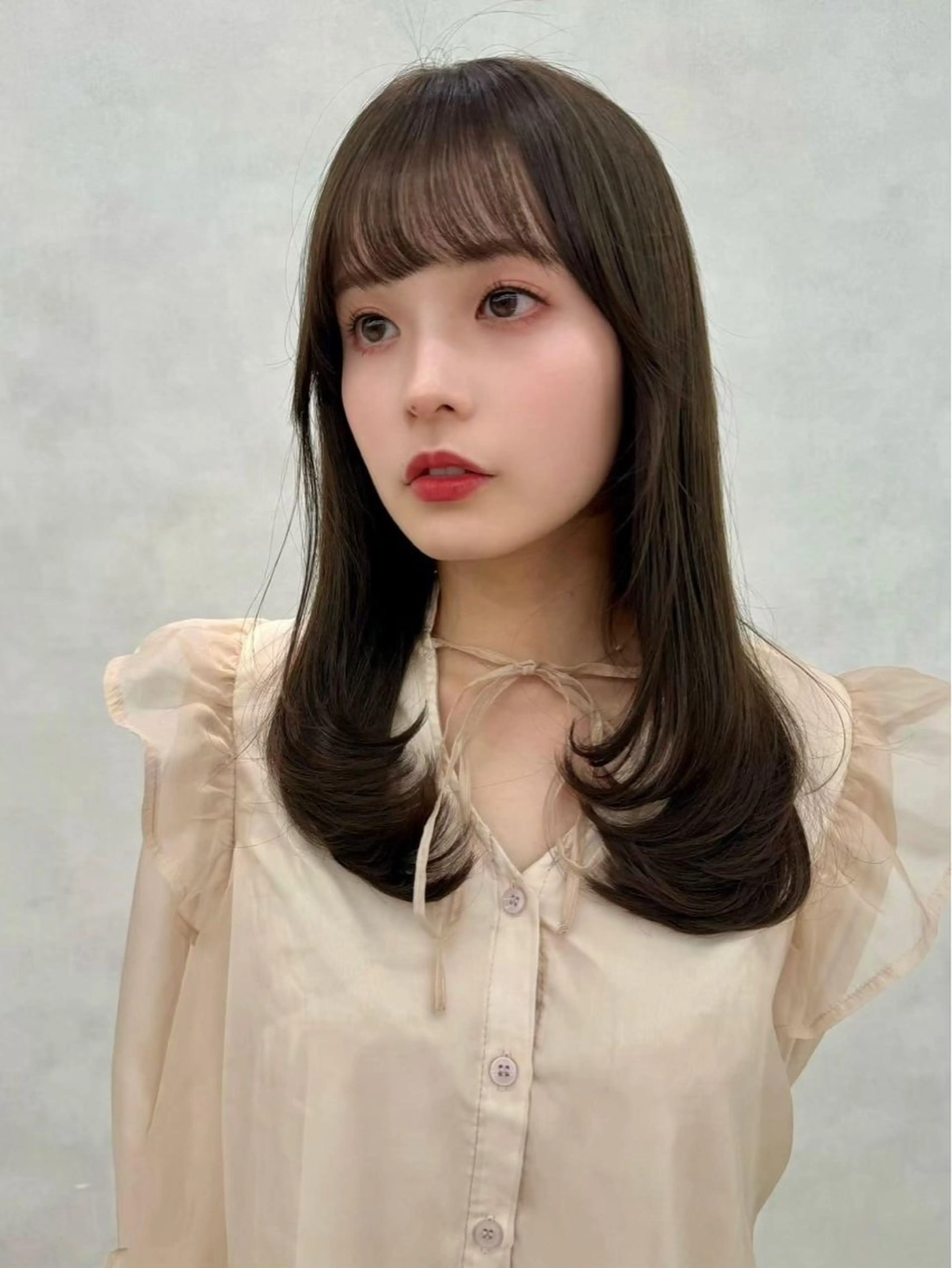ロング カラー ヘアアレンジ 顔周りカット 韓国風ヘア レイヤーカット 小顔カット ✨レイヤー/ 透明感カラー✨冨永剛のヘアスタイル