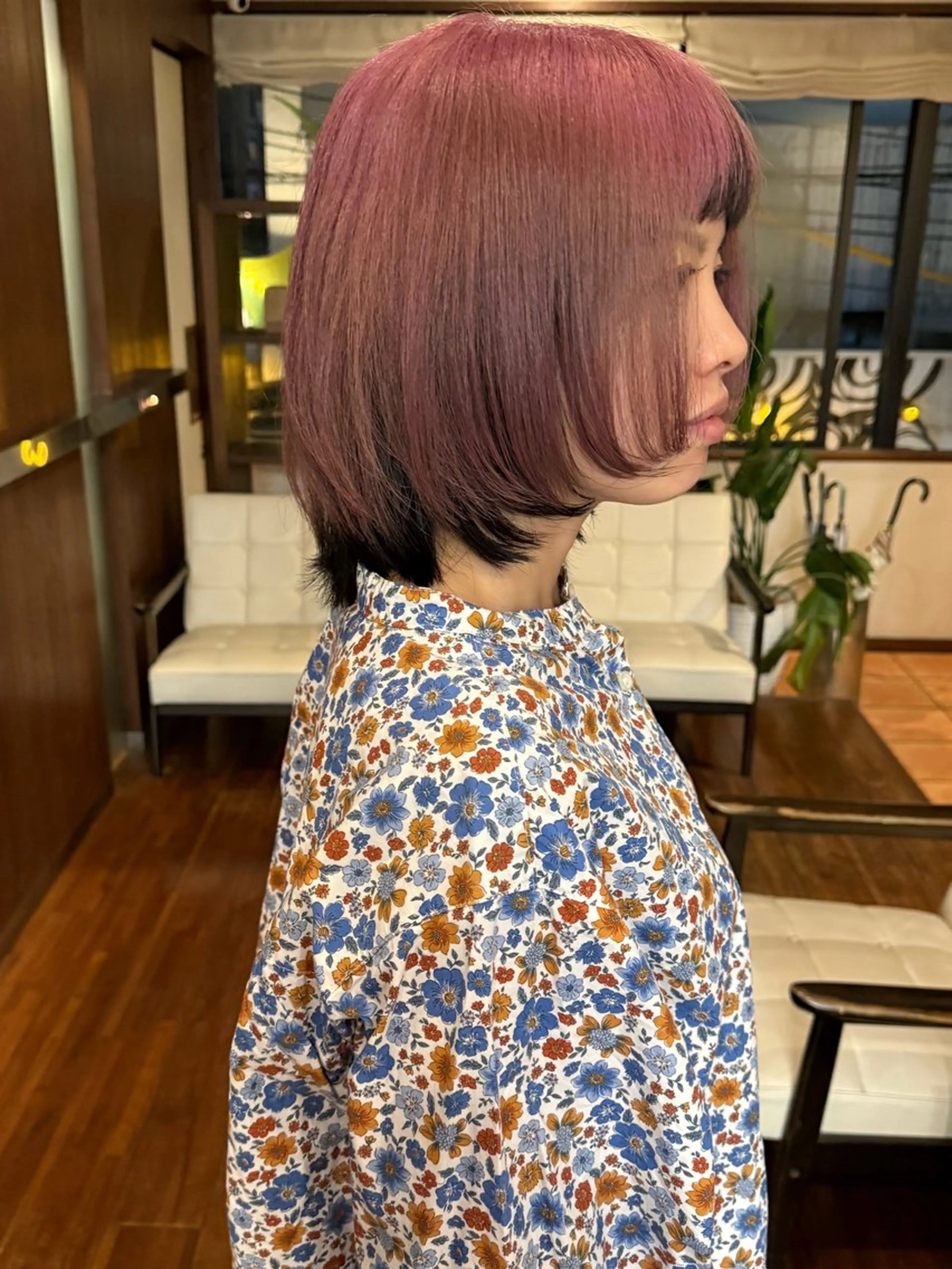 ショート カラー ピンクカラー カット ヘアカラー トリートメント 田室 和幸のヘアスタイル