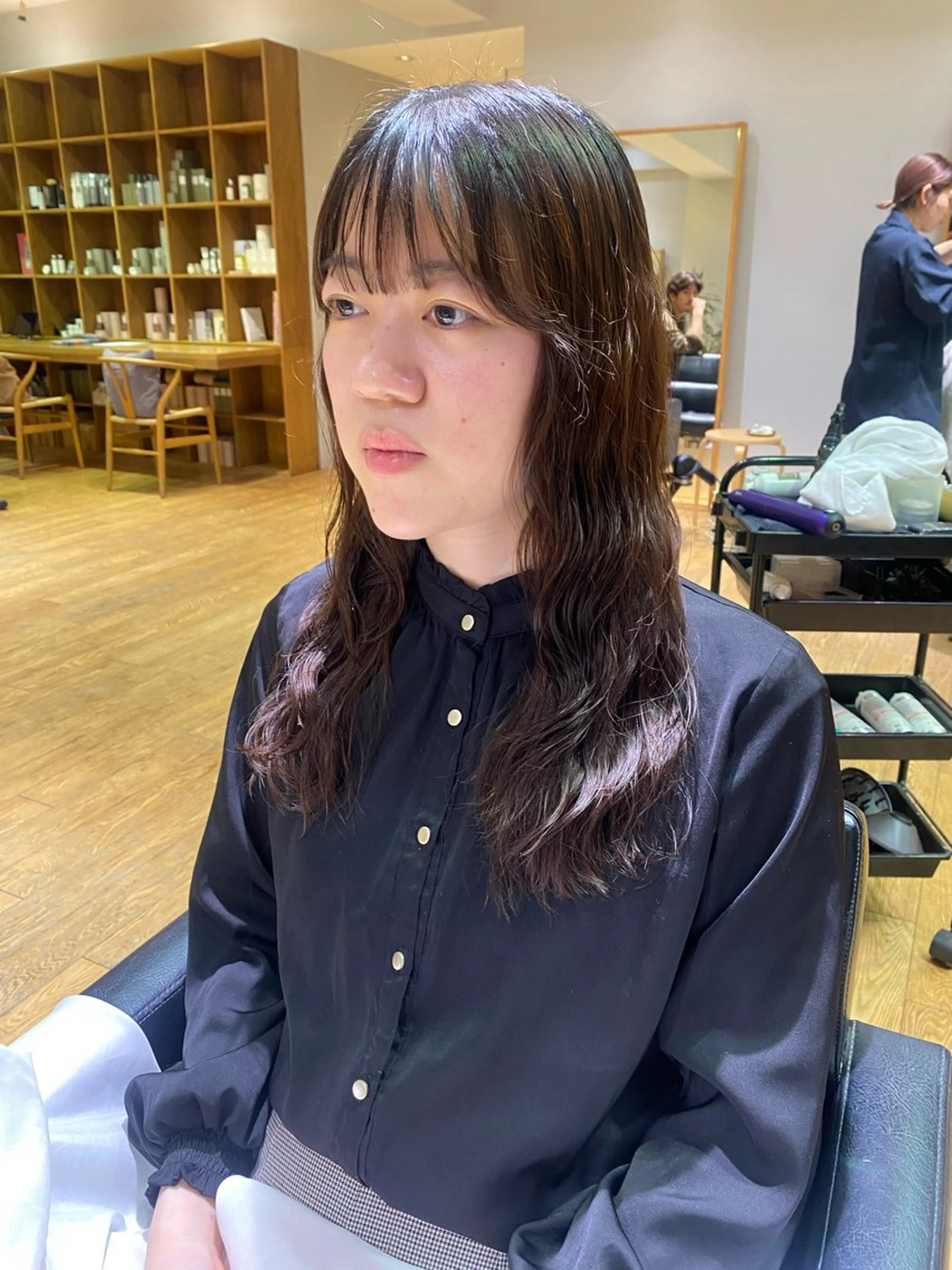 セミロング カット パーマ トリートメント 大人可愛い♡コテ巻き パーマ🌼杉田 萌恵のヘアスタイル