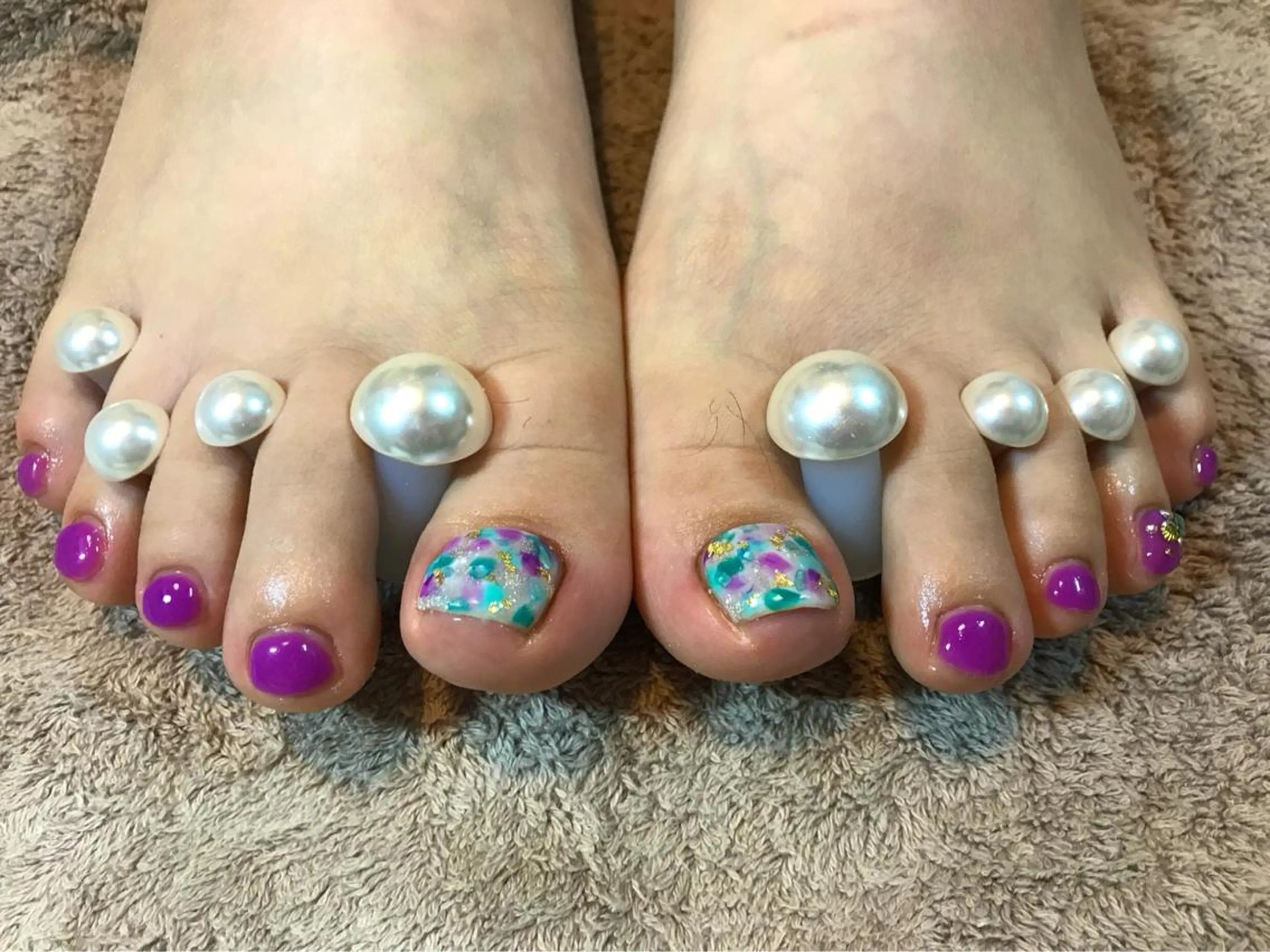 ネイル フットネイル パープル ハンドネイル GéRanium Harukaのネイルデザイン