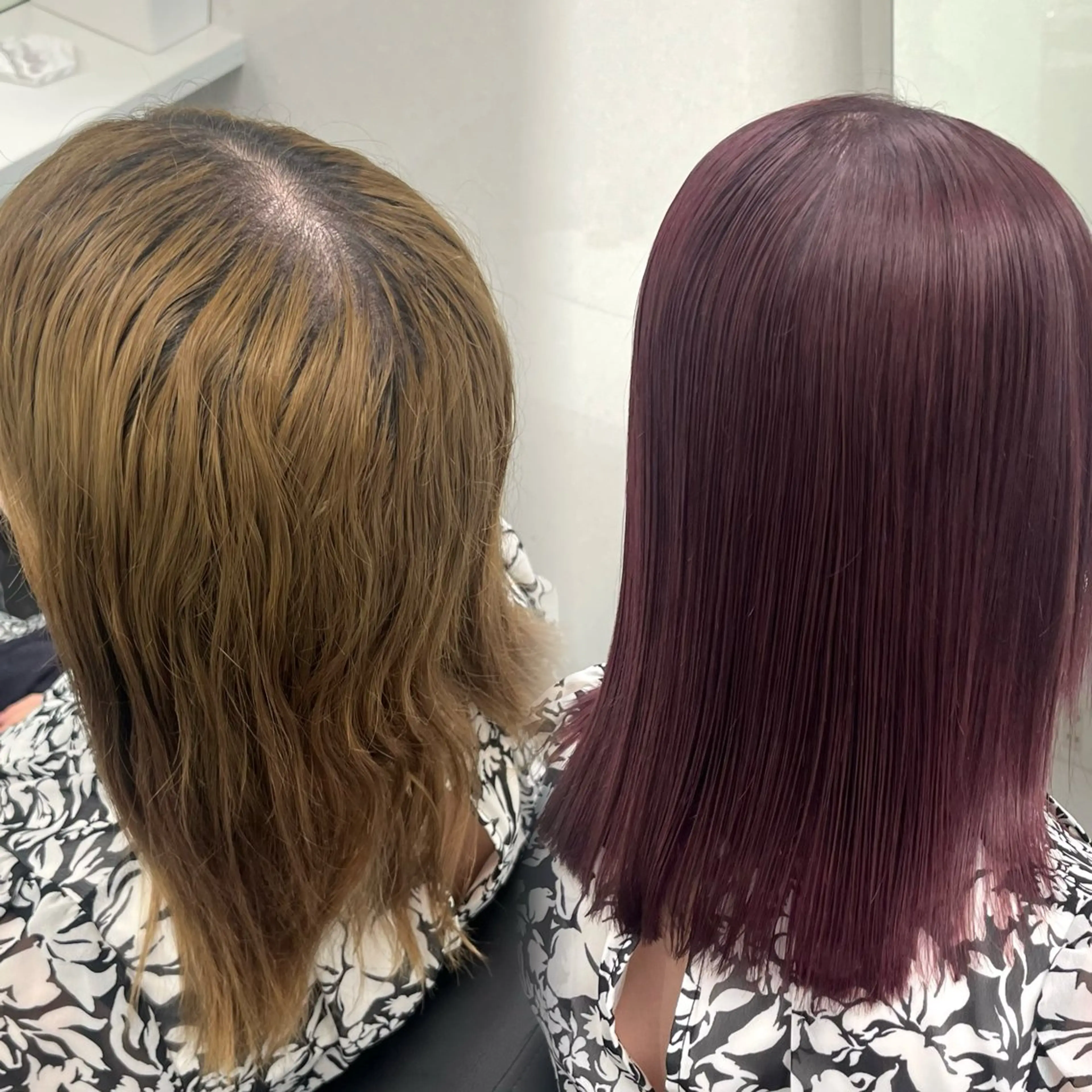 セミロング カラー ブリーチ ボルドーカラー ブラウンカラー カシス デザインカラー ケアブリーチ/ 髪質改善/上質艶髪のヘアスタイル