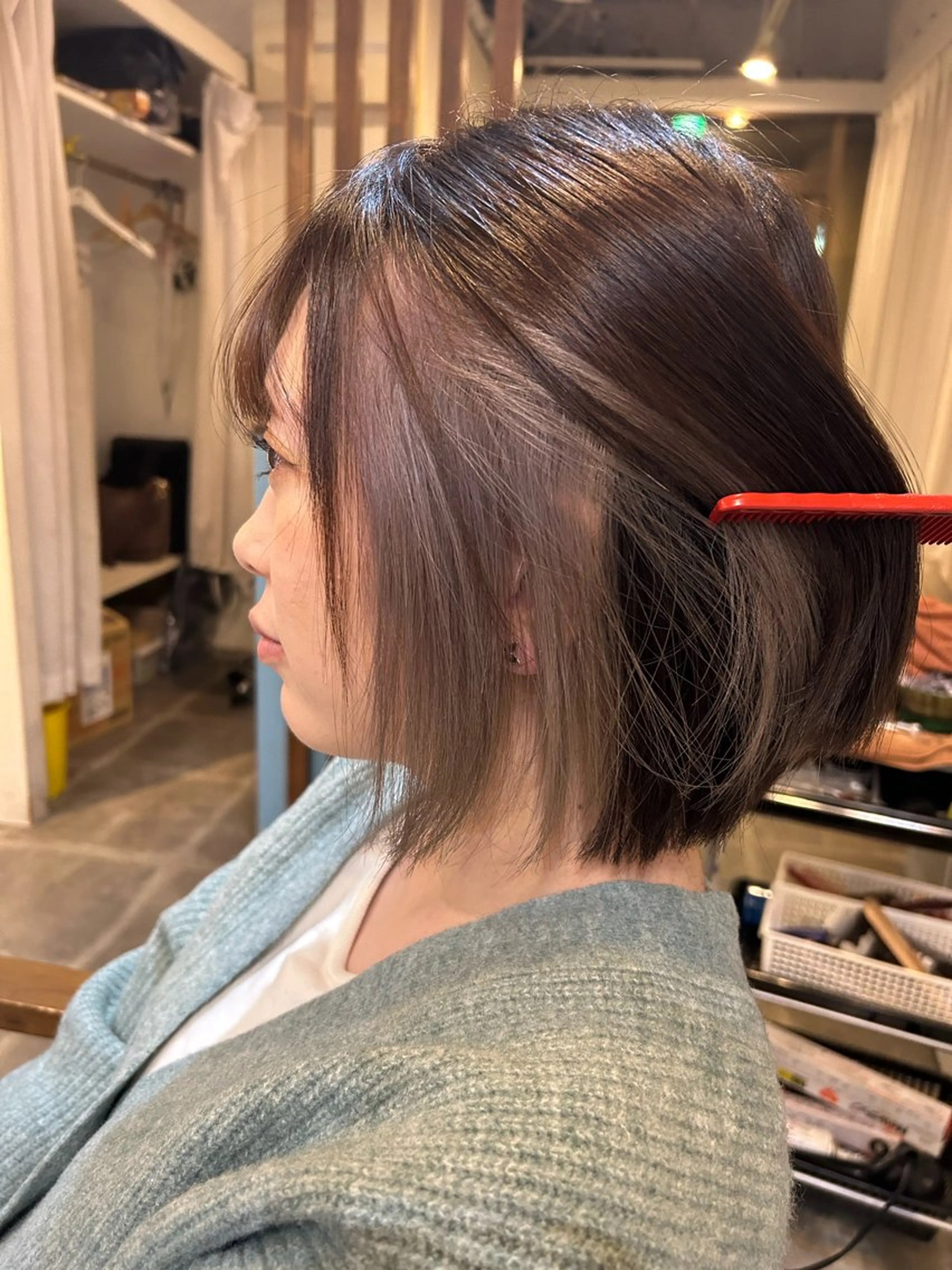 ショート カラー ブリーチ グレージュ インナーカラー オレンジ カット ヘアカラー メンズパーマ 髪質改善☆有馬のヘアスタイル