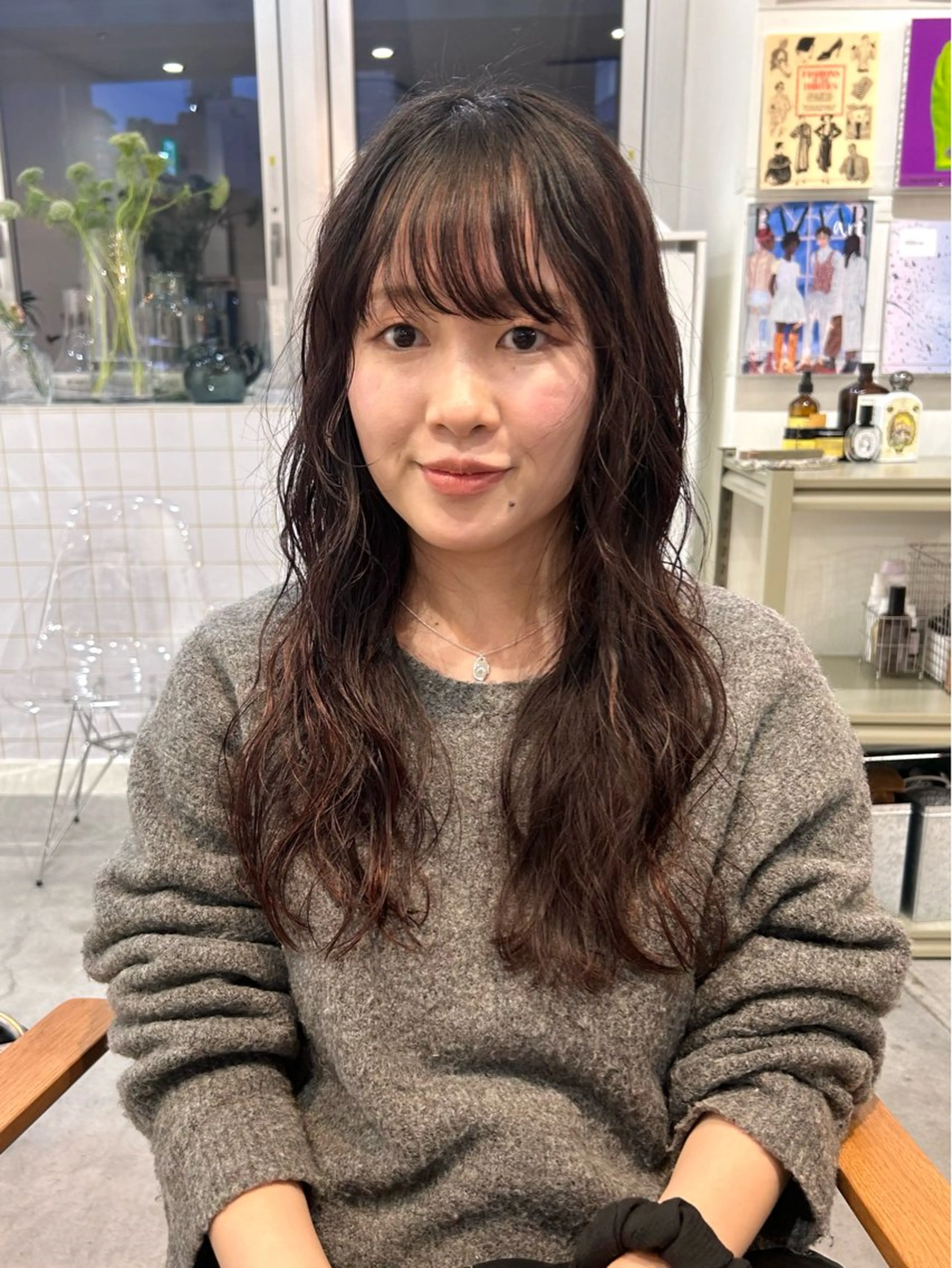 ロング パーマ レイヤーカット 似合わせカット みうら ありさのヘアスタイル