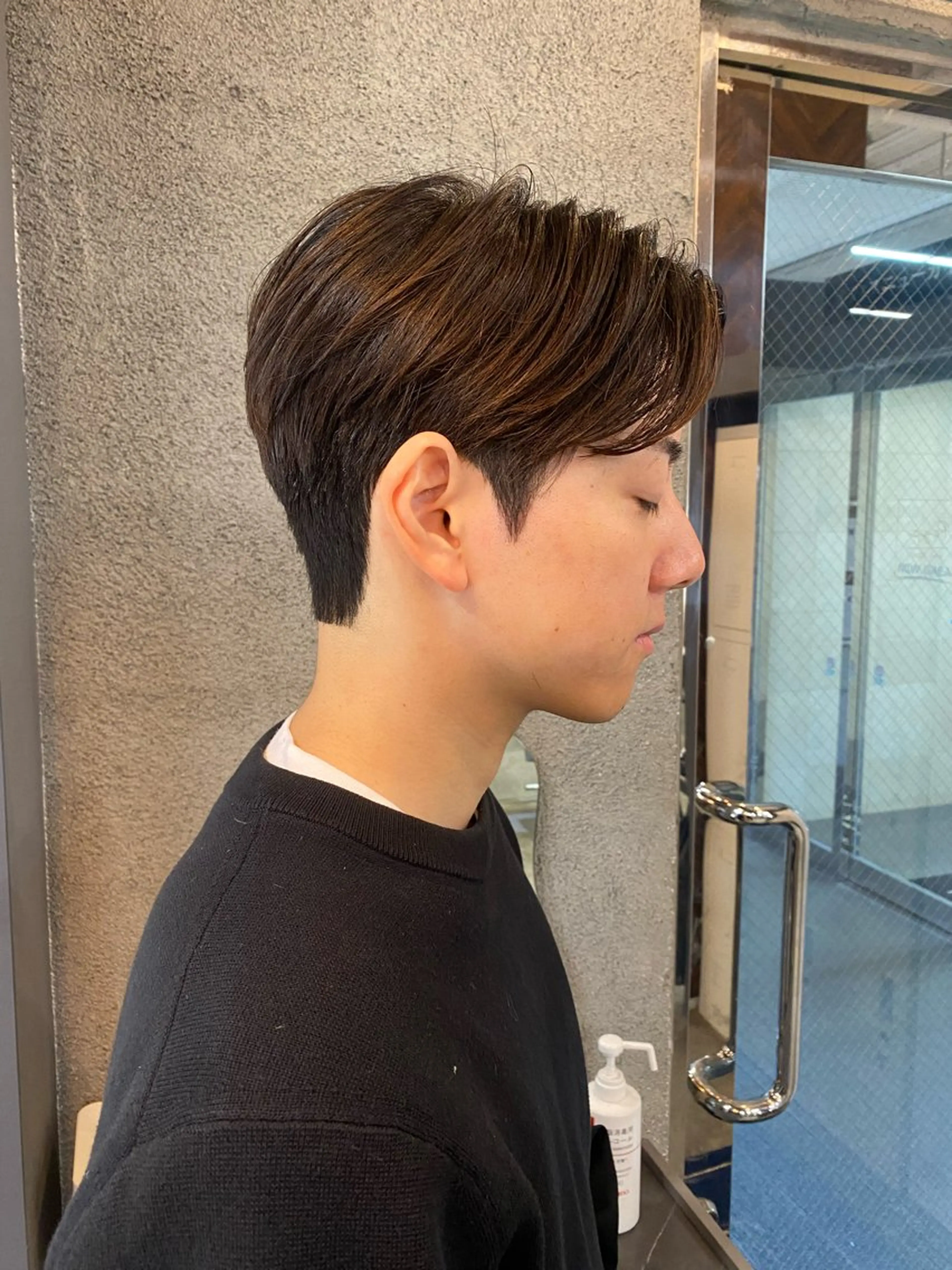 ショート パーマ メンズ センターパート ダウンパーマ メンズ韓国風 メンズパーマ 韓国風ヘア カット パーマ パーマ/ケアブリーチ /博多/YOSUKEのヘアスタイル