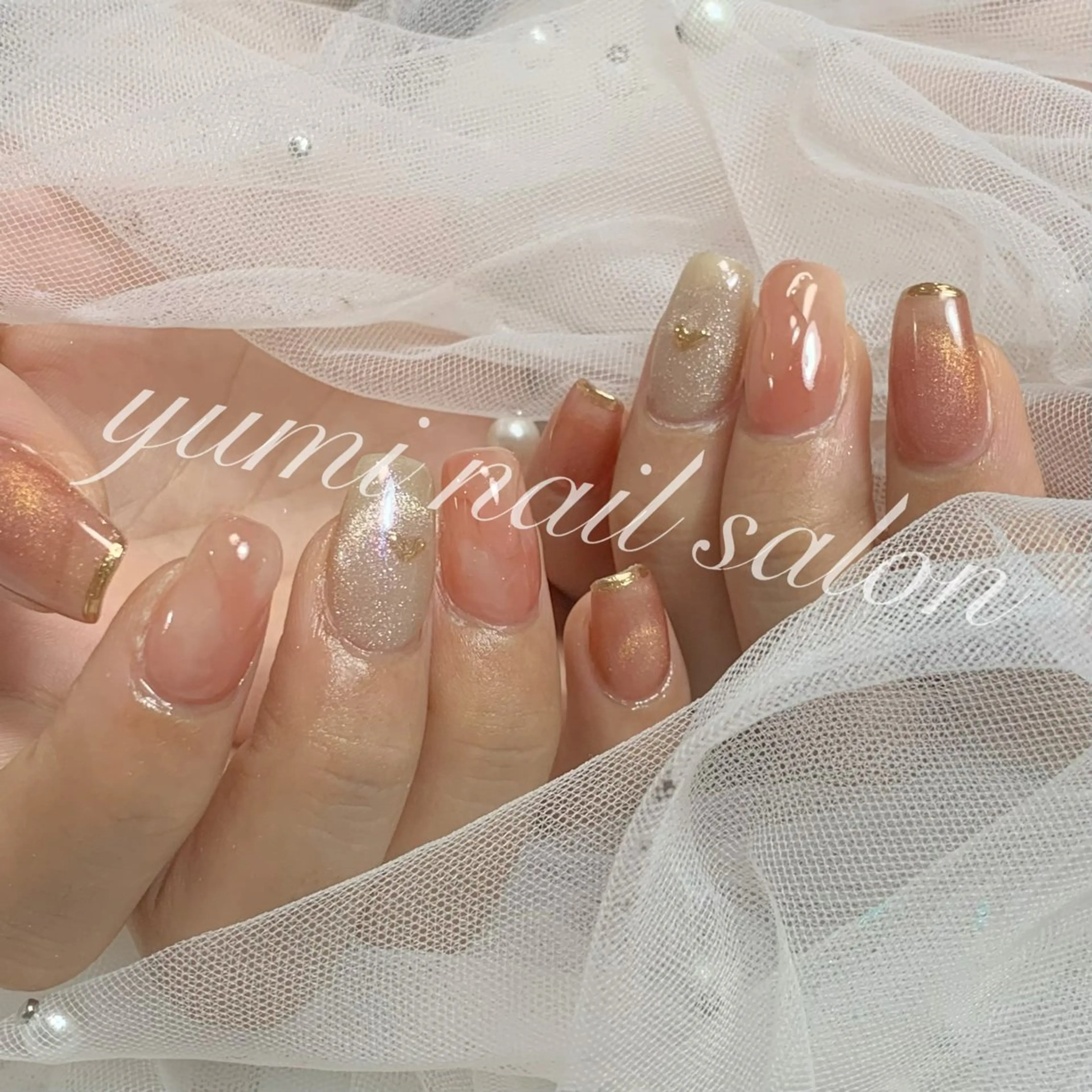 ネイル shineジェル& チップ長さだしのネイルデザイン