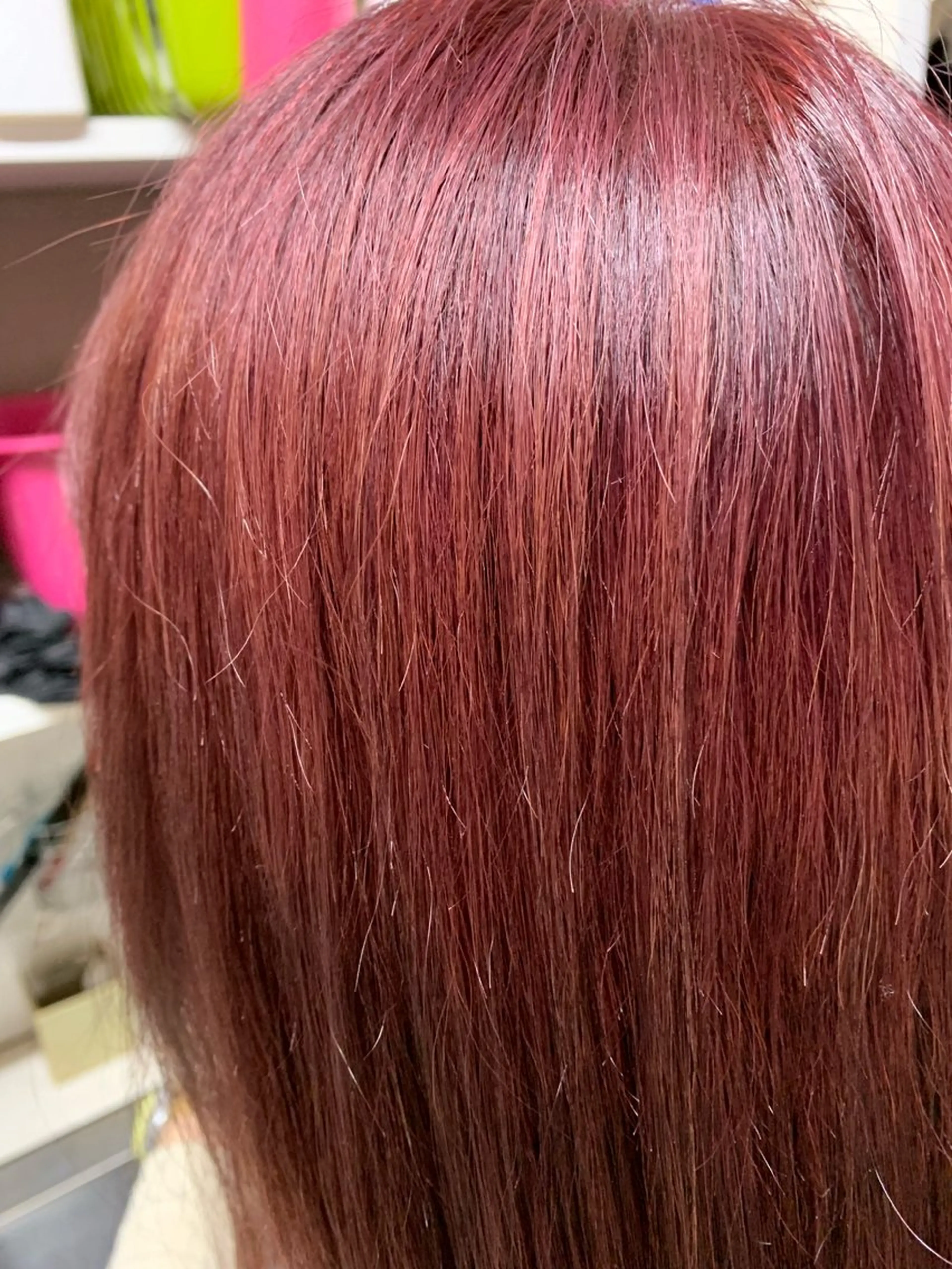 カラー ブリーチ ブラウンカラー レッドカラー 礒谷 夏帆のヘアスタイル