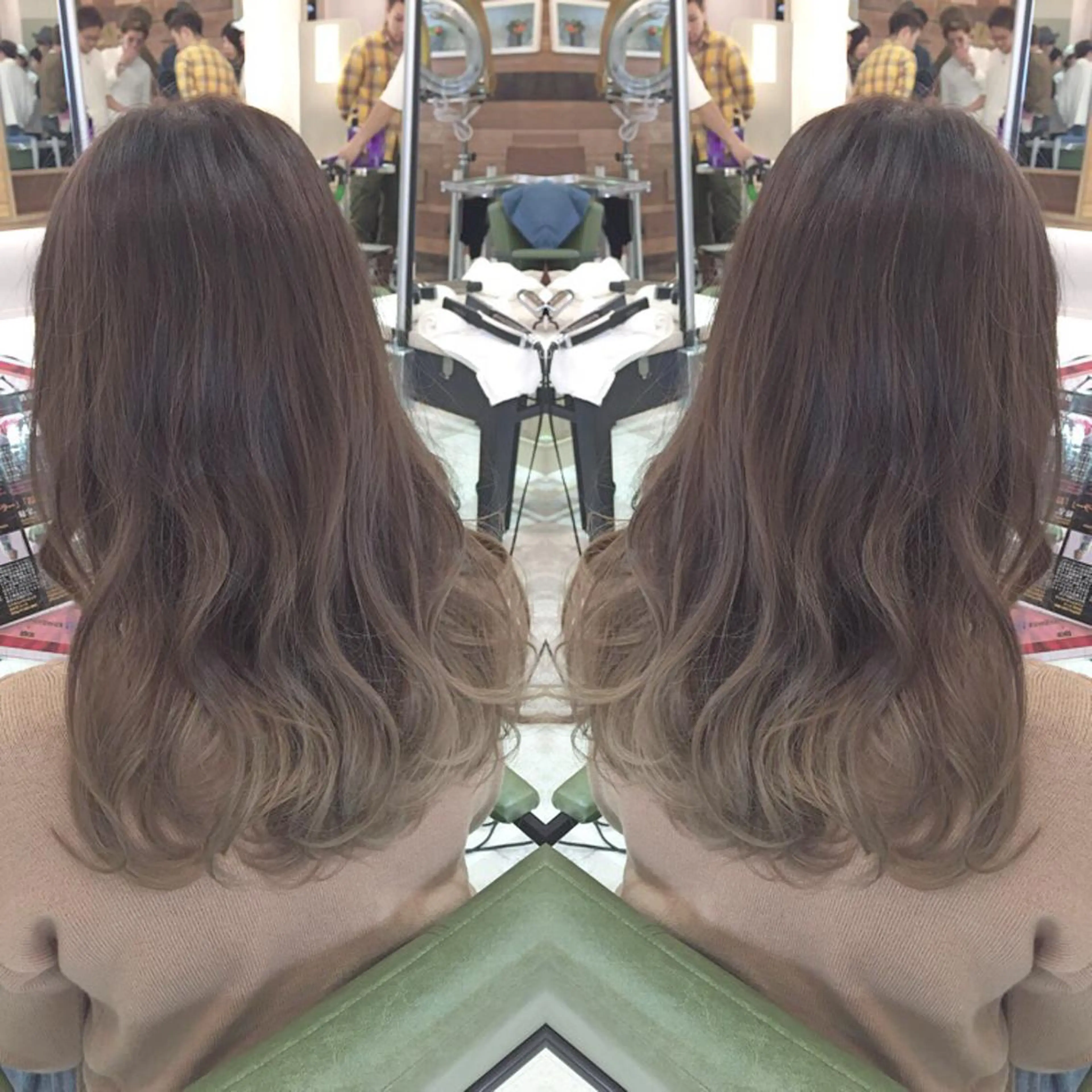 セミロング ロング カラー グラデーションカラー グレージュ 青木 茂樹⭐️ 透明感カラーのヘアスタイル