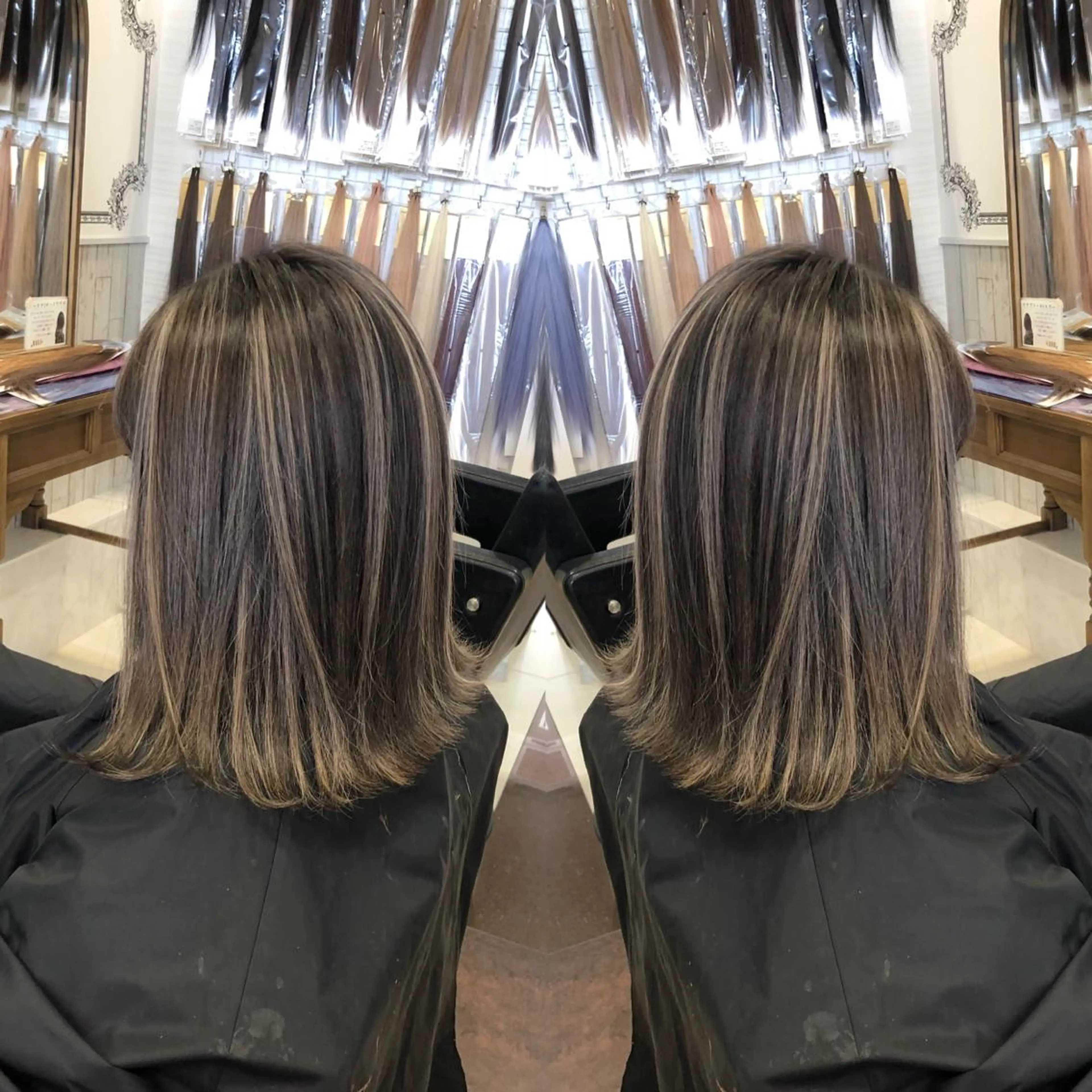 セミロング ハイライト 得能 雅人のヘアスタイル