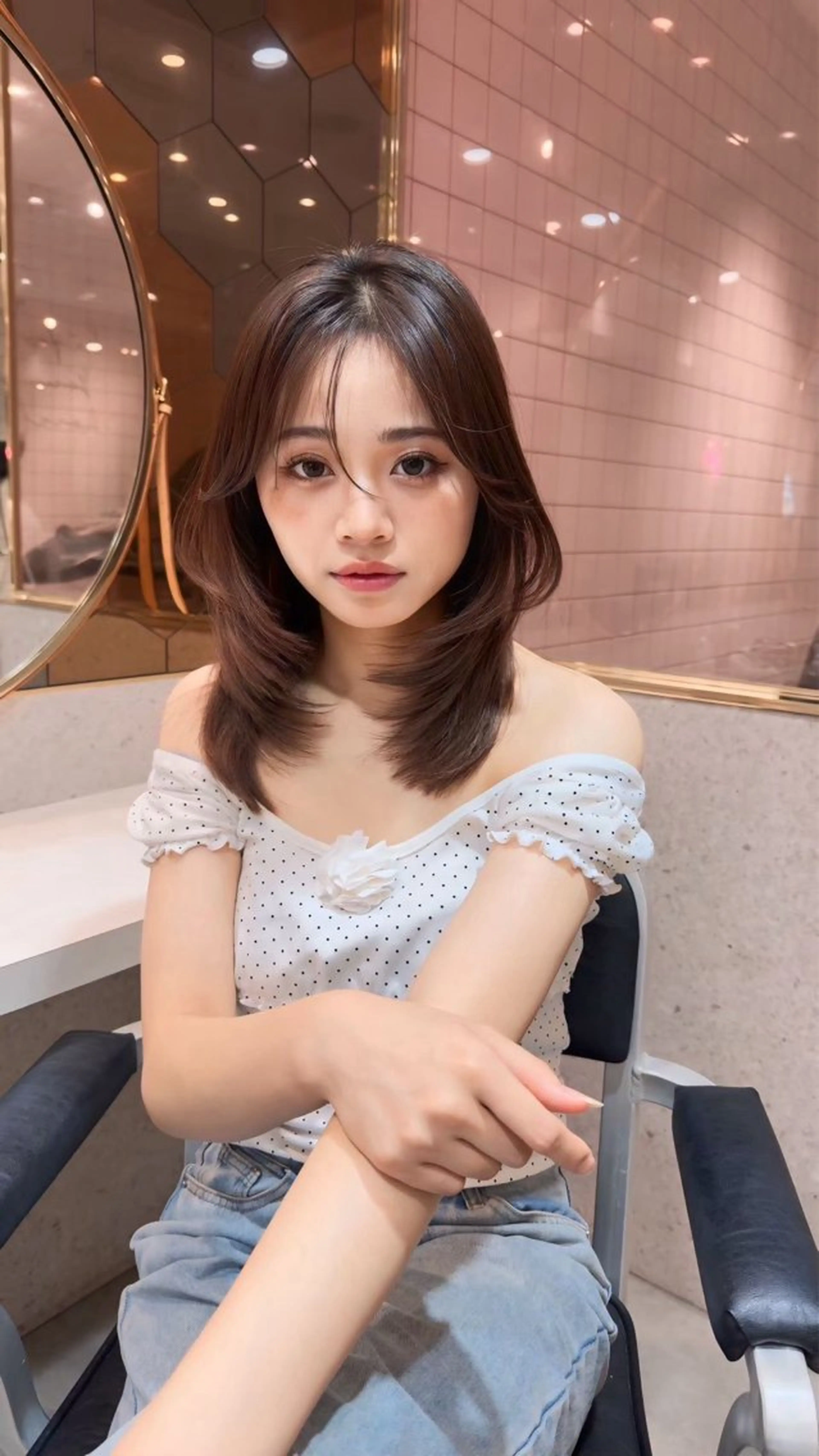 ミディアム カット ヘアカラー トリートメント 新宿/髪質改善/ボブ 韓国レイヤー大重聖斗のヘアスタイル