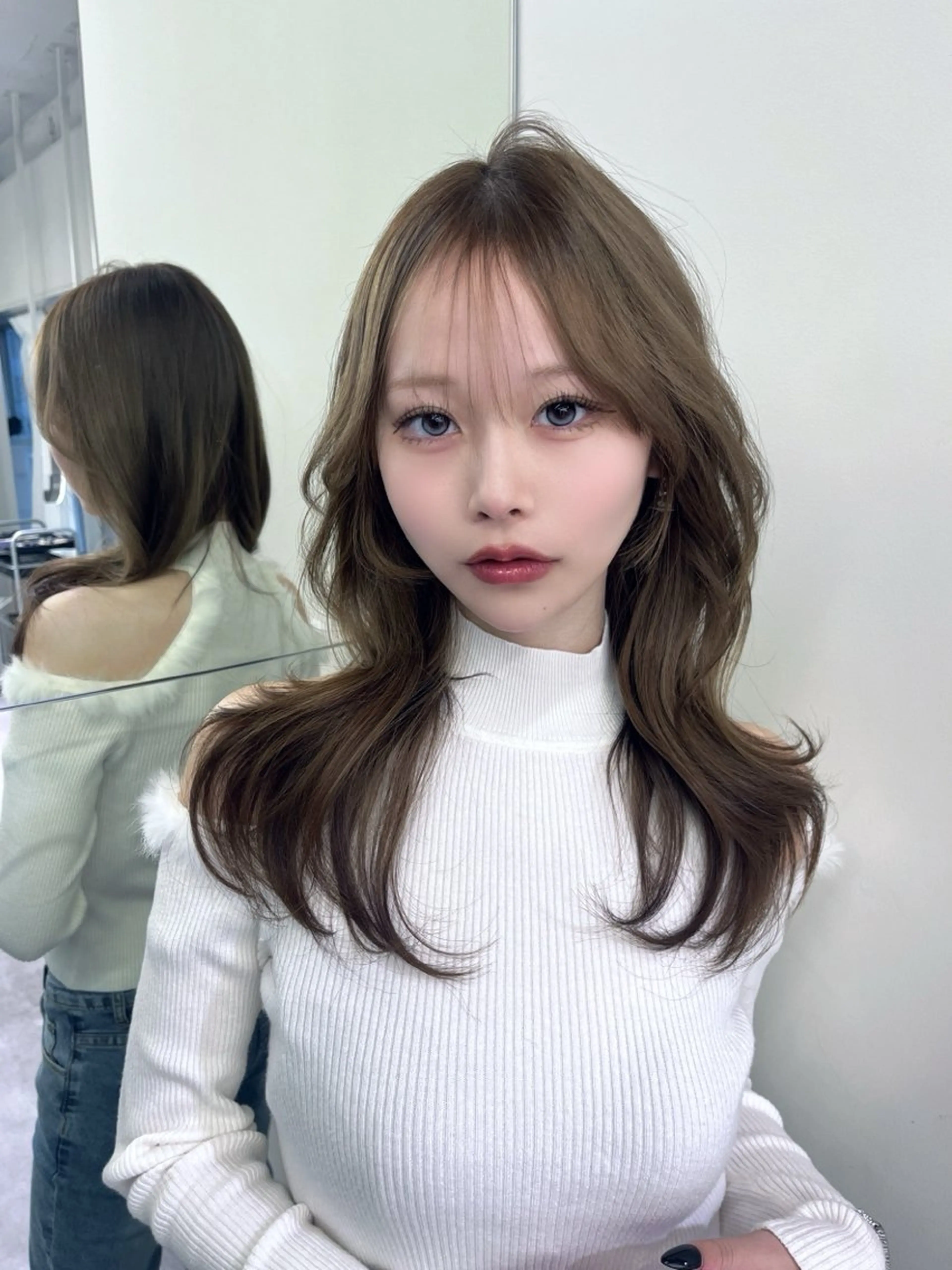 ロング カラー カット ヘアカラー トリートメント レイヤー/髪質改善 /透け感カラー/艶髪のヘアスタイル