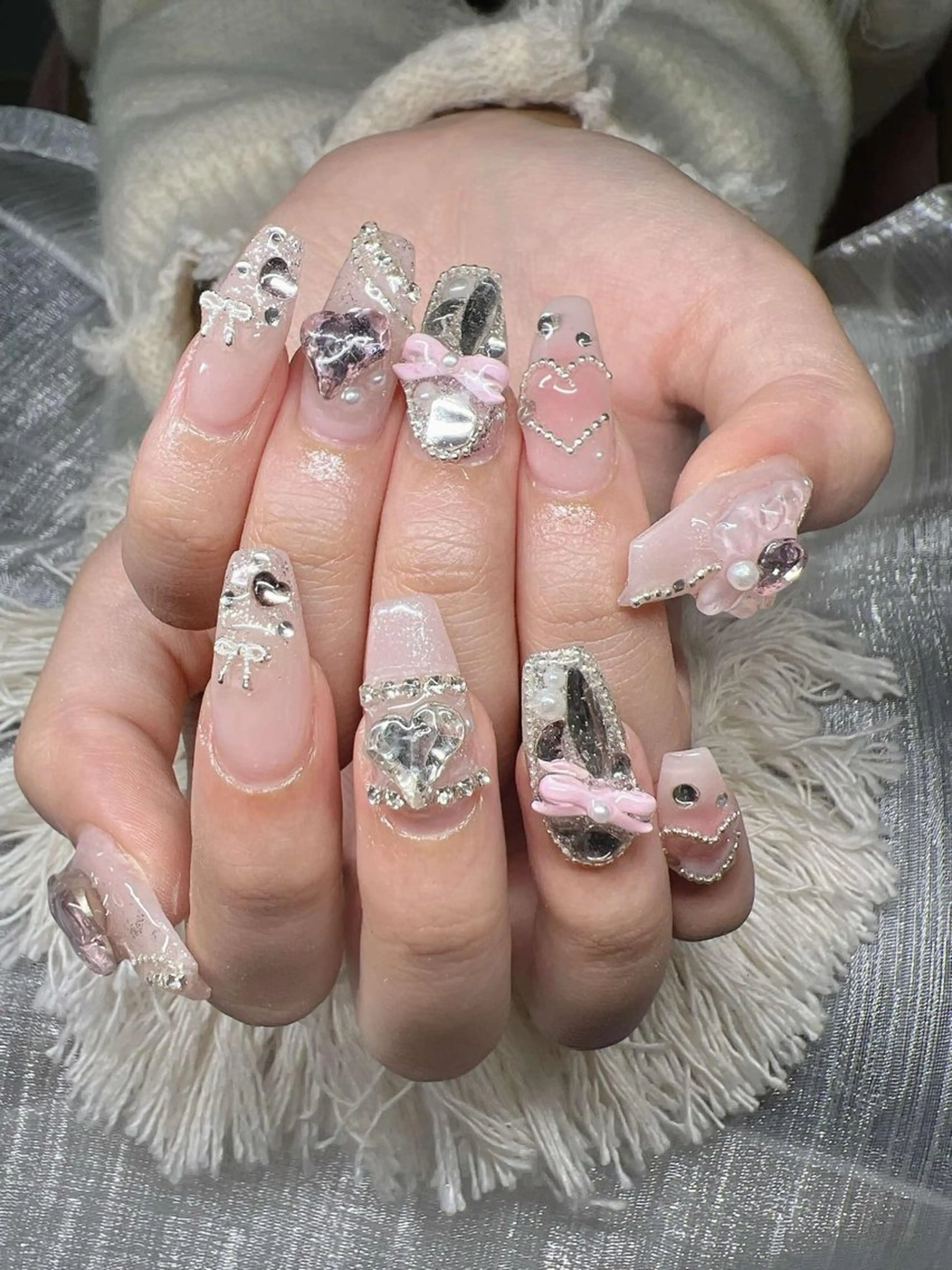 ネイル オーロラネイル チークネイル 長さ出し フットネイル フレンチネイル Lee Nails チップ長さだし専門店のネイルデザイン