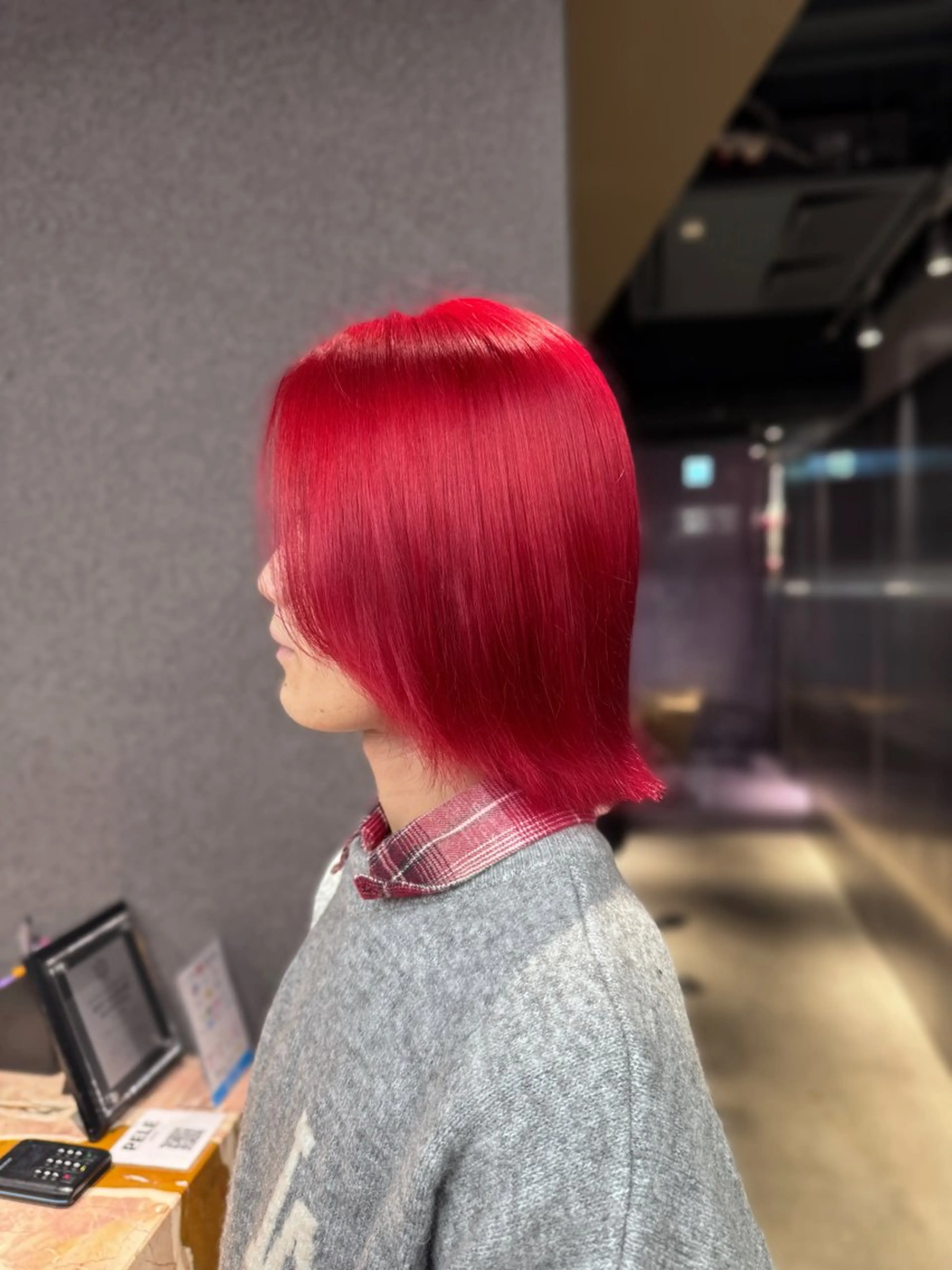 ミディアム カラー レッドカラー ヘアカラー トリートメント 紬/enne/ブリー チ/ハイトーンのヘアスタイル