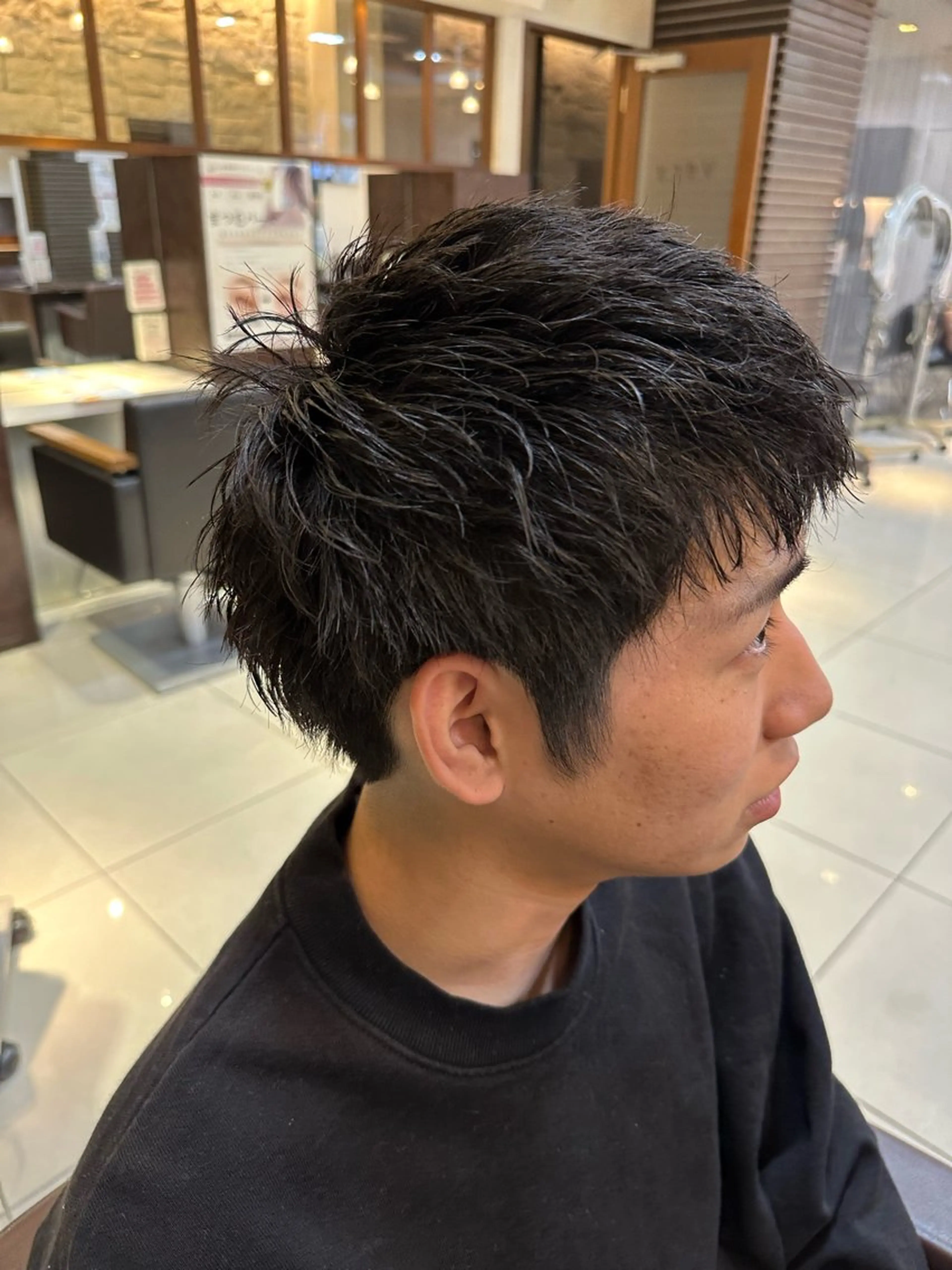 ショート ショートヘア 海外風センターパート 健人のヘアスタイル