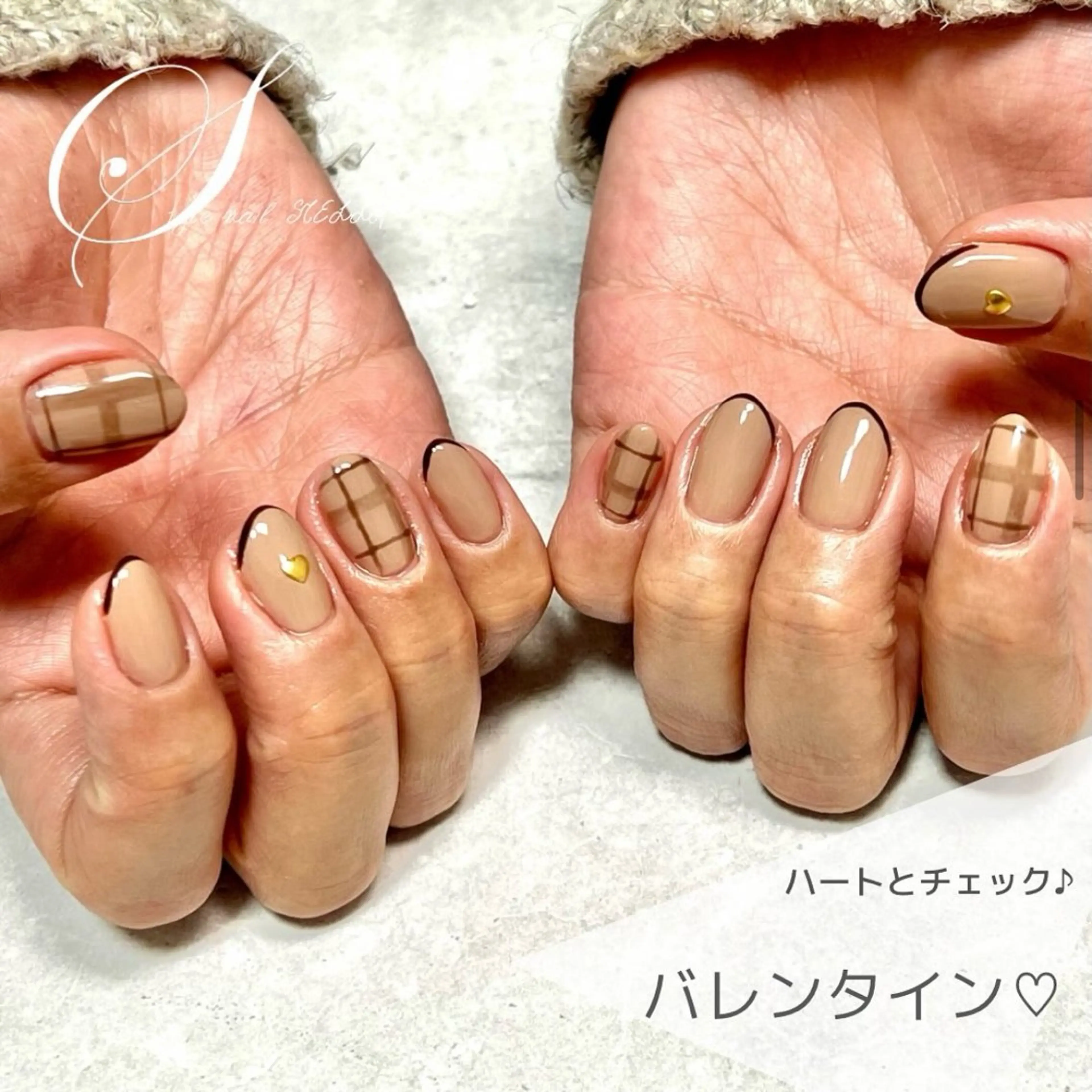 ネイル フレンチネイル バレンタイン ハンドネイル ステラ marikominoのネイルデザイン