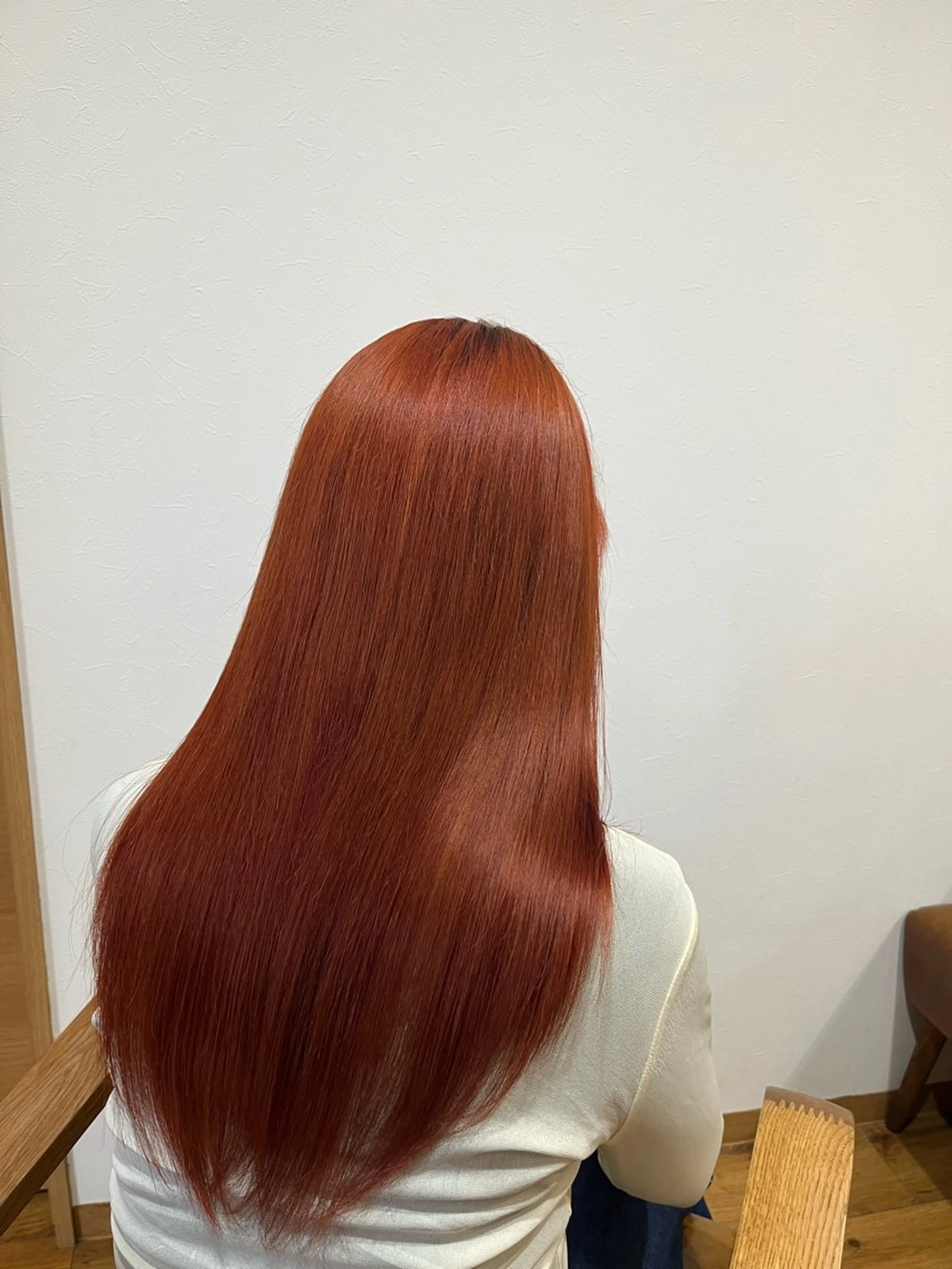 ロング カラー ブリーチ オレンジ カット ヘアカラー トリートメント 艶カラー/ 江角愛理のヘアスタイル