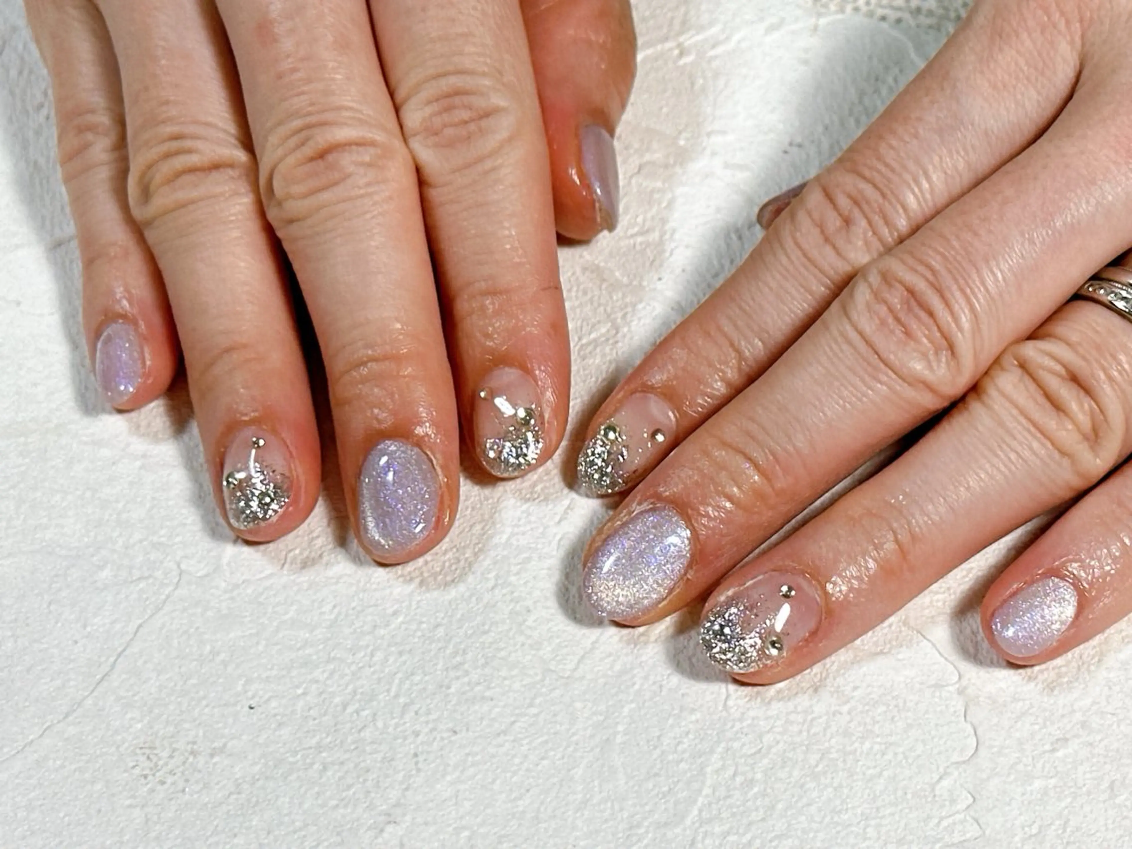 ネイル オーロラネイル フットネイル フレンチネイル ジェルネイル マグネットネイル kiki nail たまプラーザのネイルデザイン