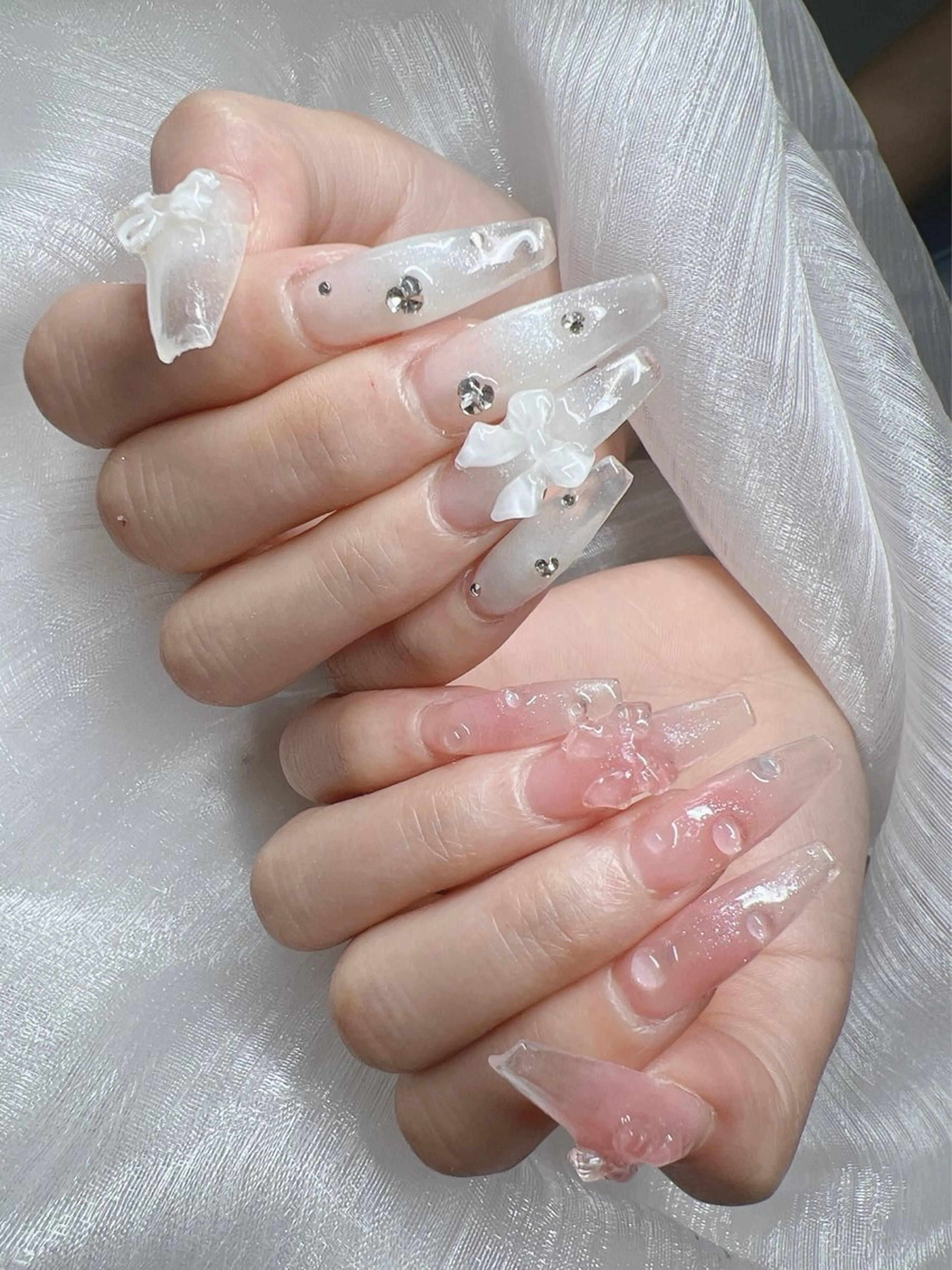 ネイル 長さ出し グラデーション キラキラネイル マグネットネイル ニュアンスネイル Lee Nails チップ長さだし専門店のネイルデザイン
