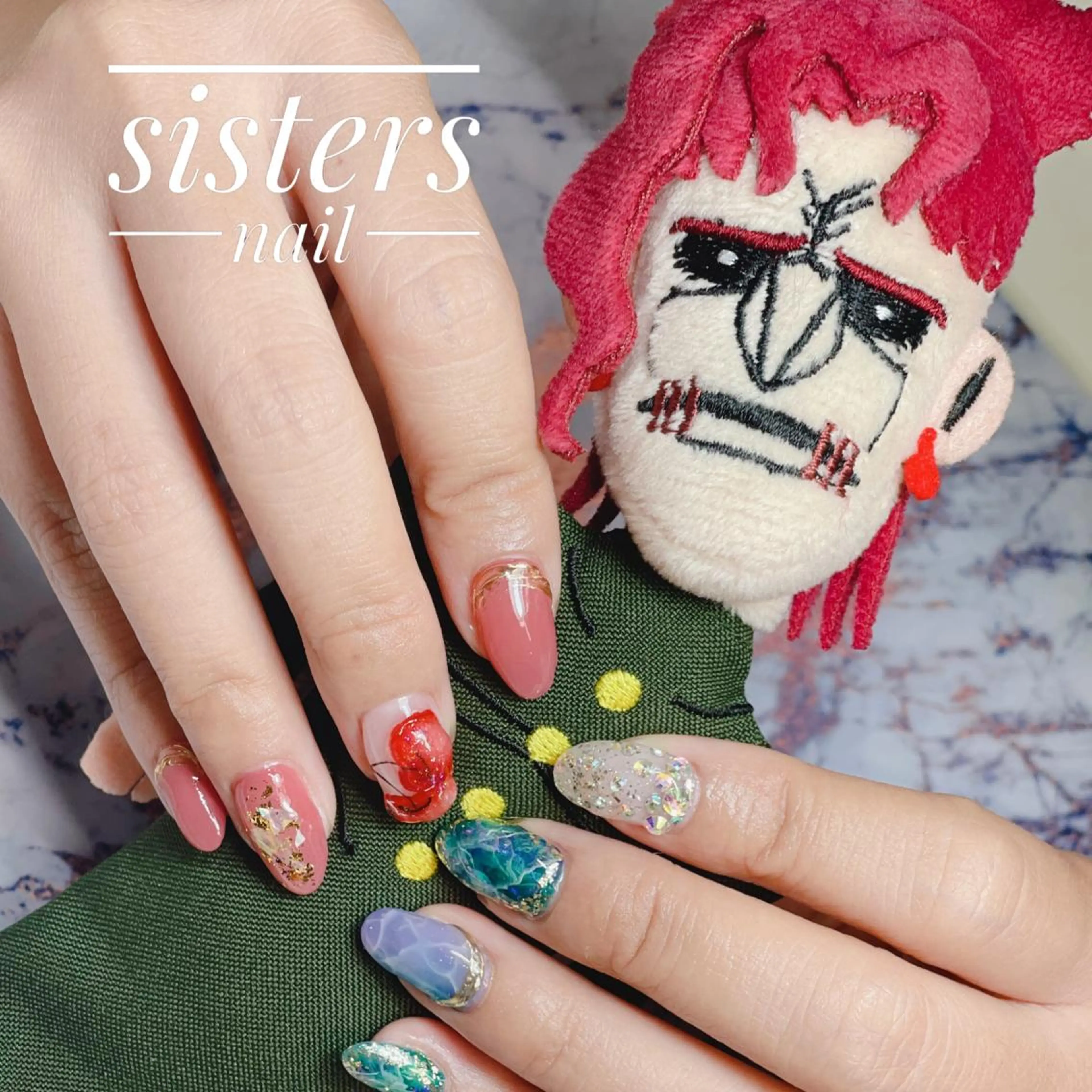 ネイル アートネイル キラキラネイル ニュアンスネイル 夏ネイル sisters nail.fのネイルデザイン