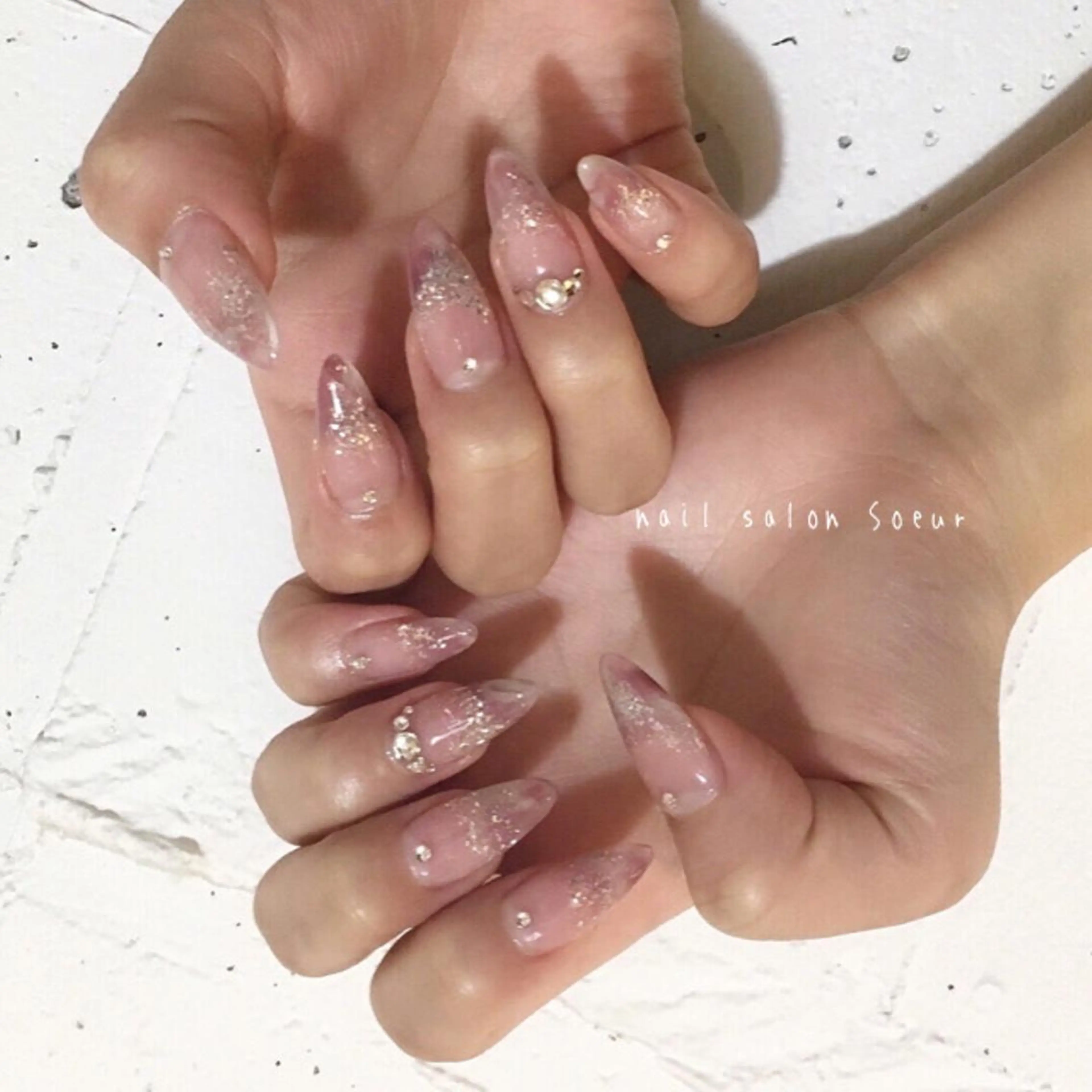 ネイル キラキラネイル ピンク スカルプネイル ハンドネイル nail salon Soeurのネイルデザイン