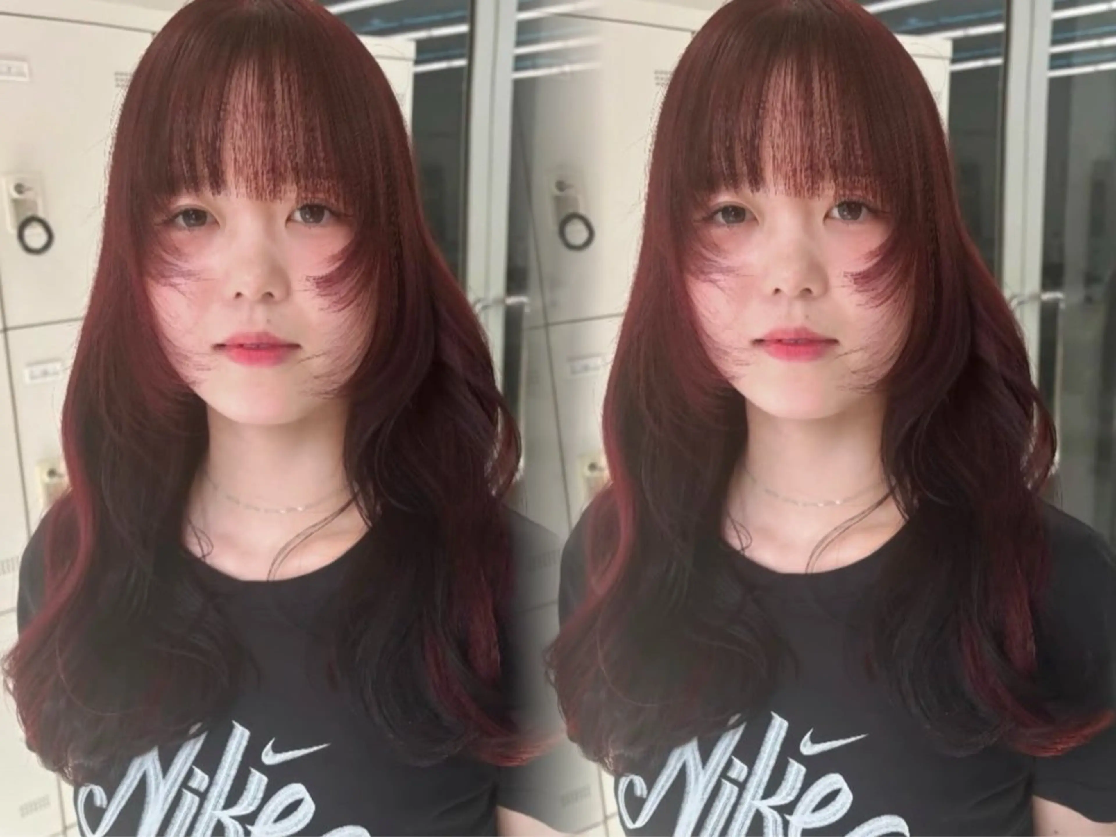 ロング ヘアカラー 韓国ヘア/ブリーチ無 しWカラー/オリーブのヘアスタイル