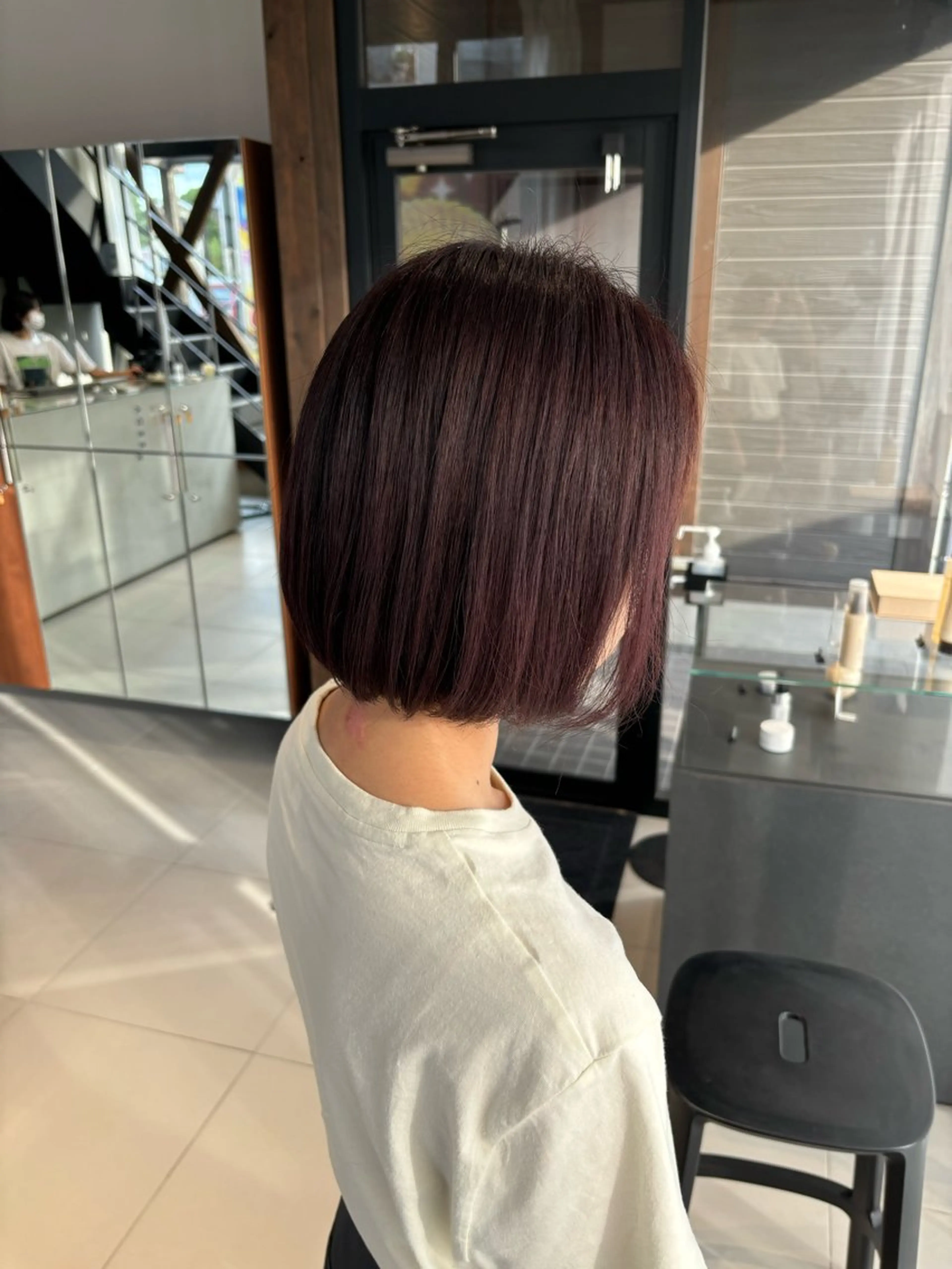 ショート カラー ブラウンカラー レッドカラー NANAKO benji 香椎のヘアスタイル