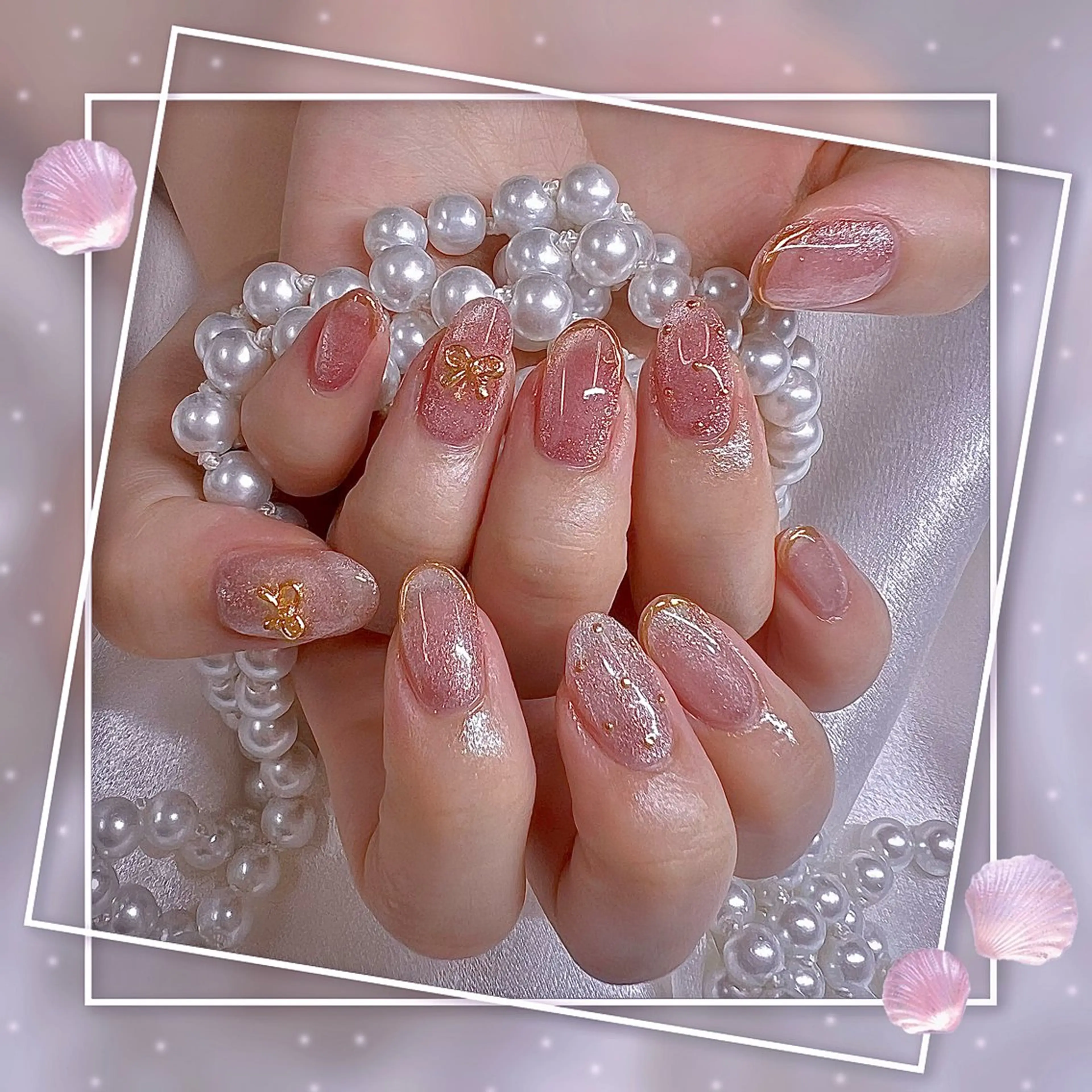 ネイル フレンチネイル グラデーション キラキラネイル 韓国ネイル マグネットネイル ハンドネイル Chill Nailsalonのネイルデザイン