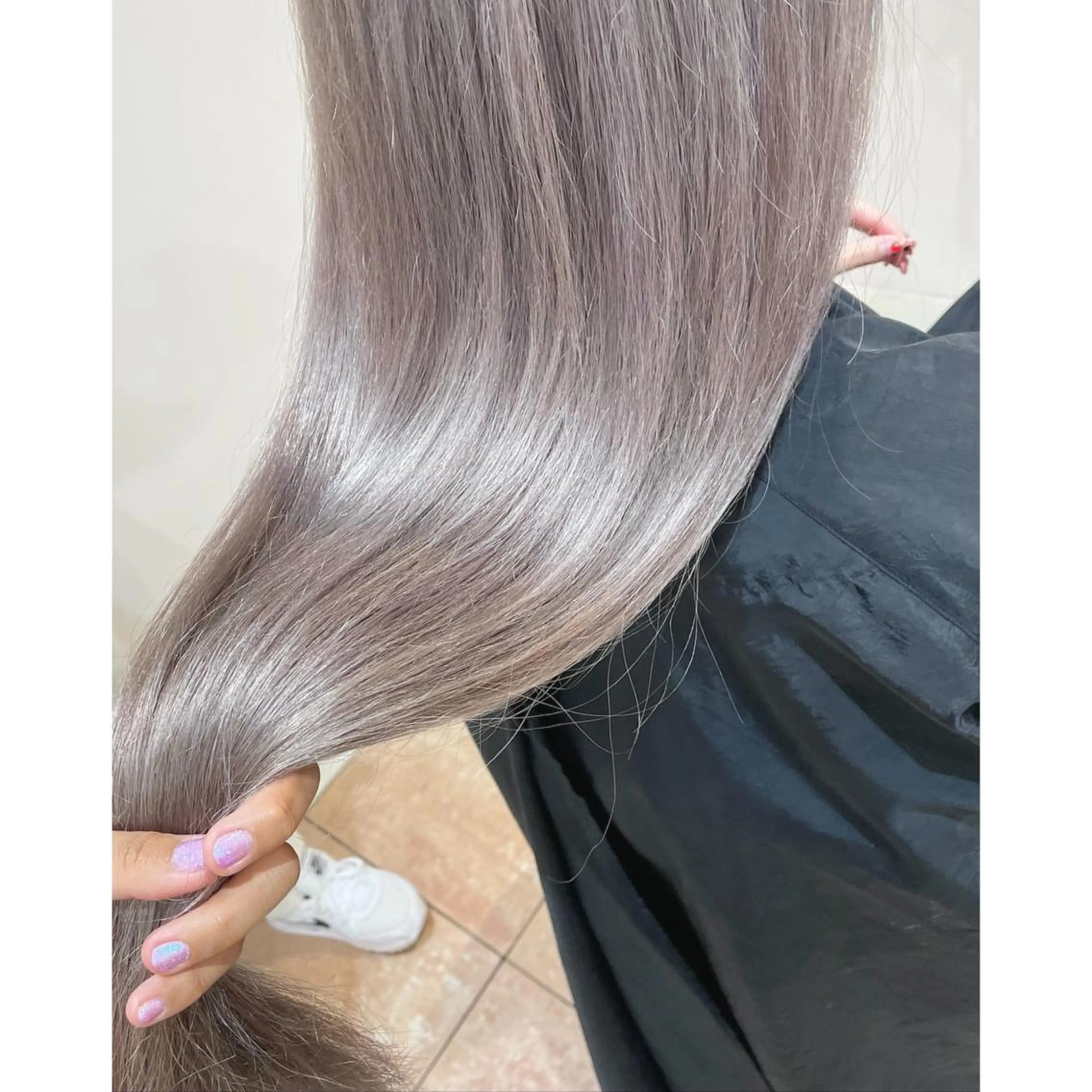 ロング カラー グレージュ ラベンダーカラー ラベンダーグレージュ ラベンダーグレー 韓国ヘア 🎀中川綾乃🎀のヘアスタイル