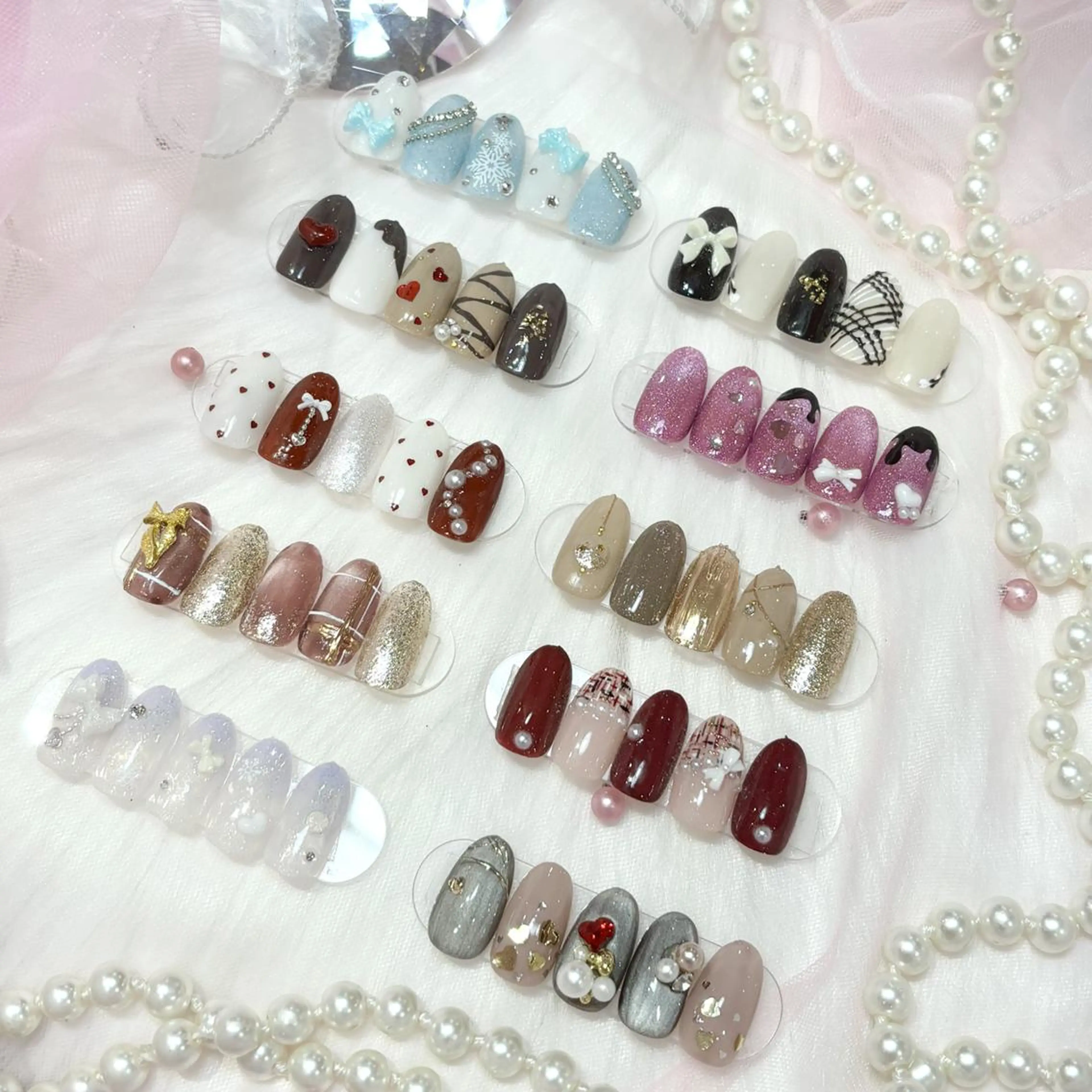 ネイル ハート バレンタイン ハンドネイル WISTERIA SAKAEのネイルデザイン