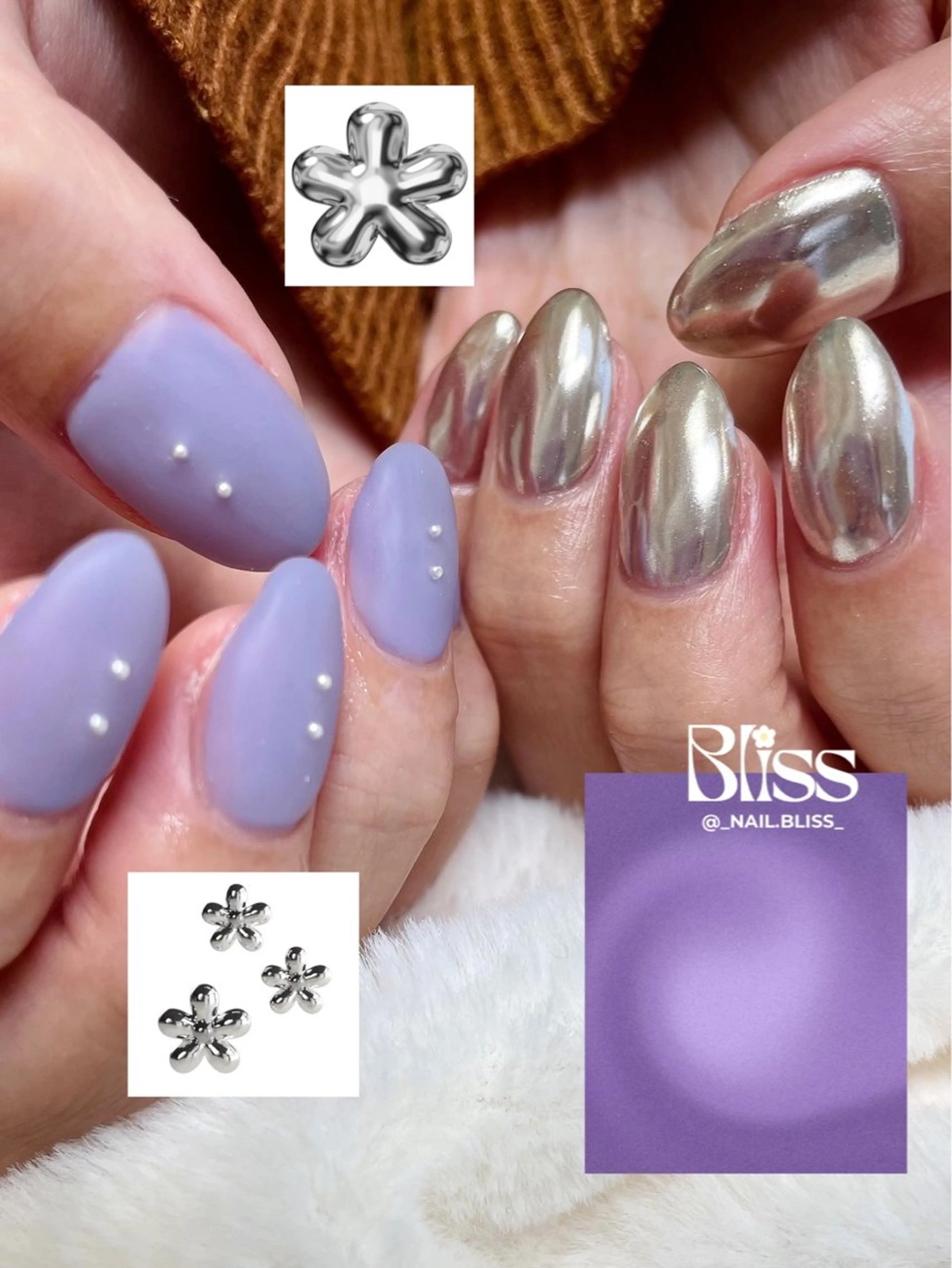 ネイル マットネイル ミラーネイル シンプルネイル ハンドネイル NAIL BLISSのネイルデザイン