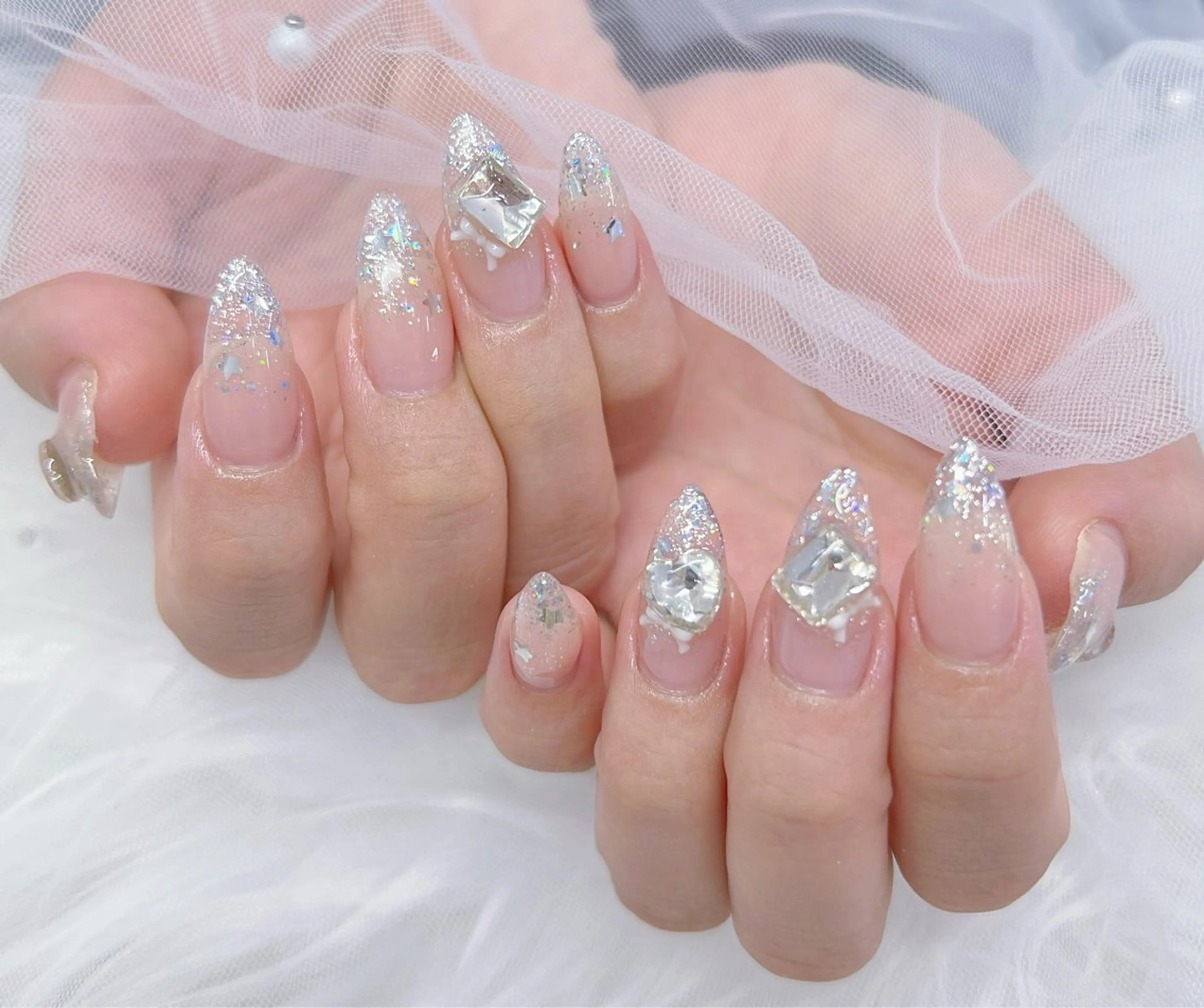 ネイル アートネイル オーロラネイル チークネイル 長さ出し フットネイル Miya_nail所属・Miya _nailのネイルデザイン