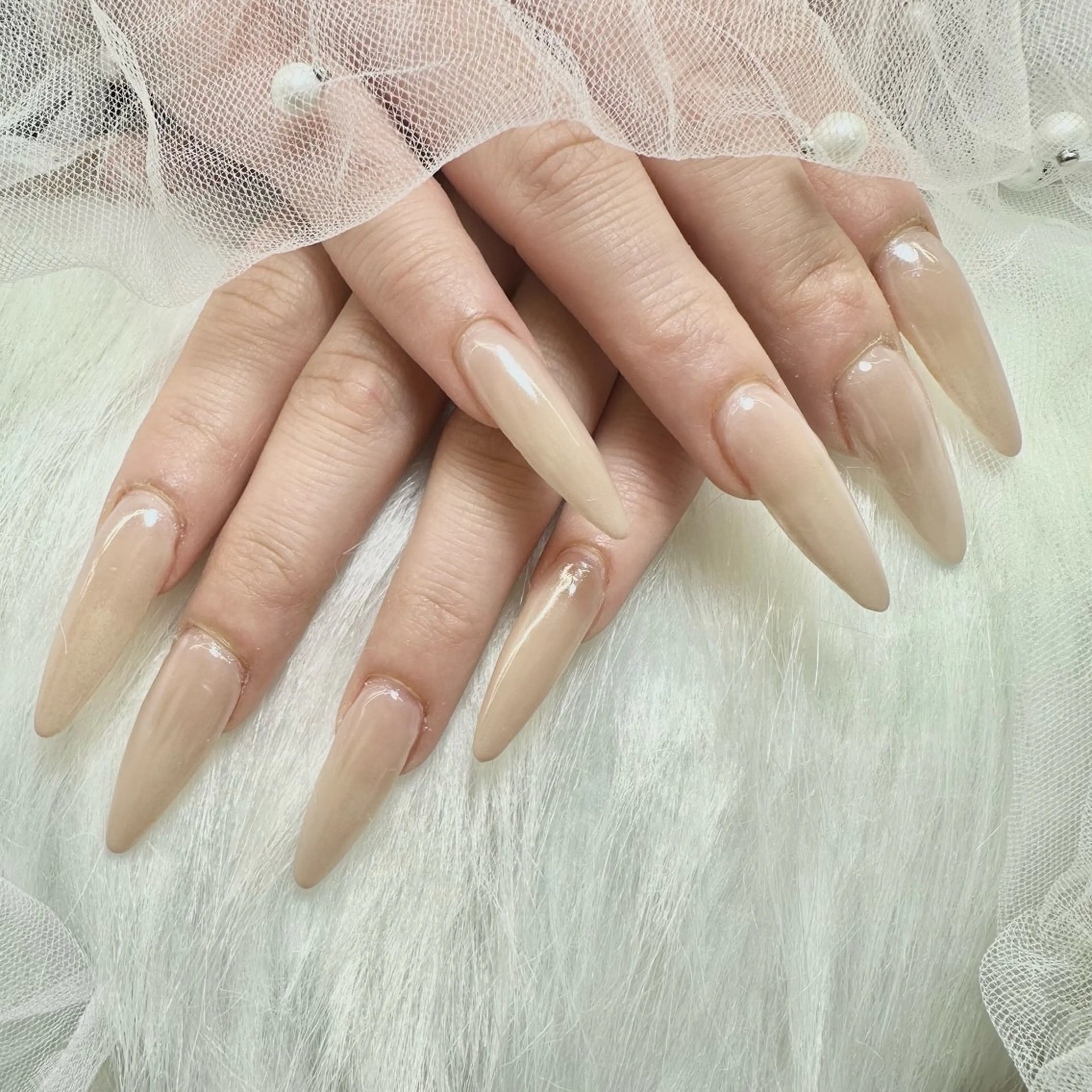【チップ長さ出し】ロングネイル✨ワンカラーorラメグラ💅の写真