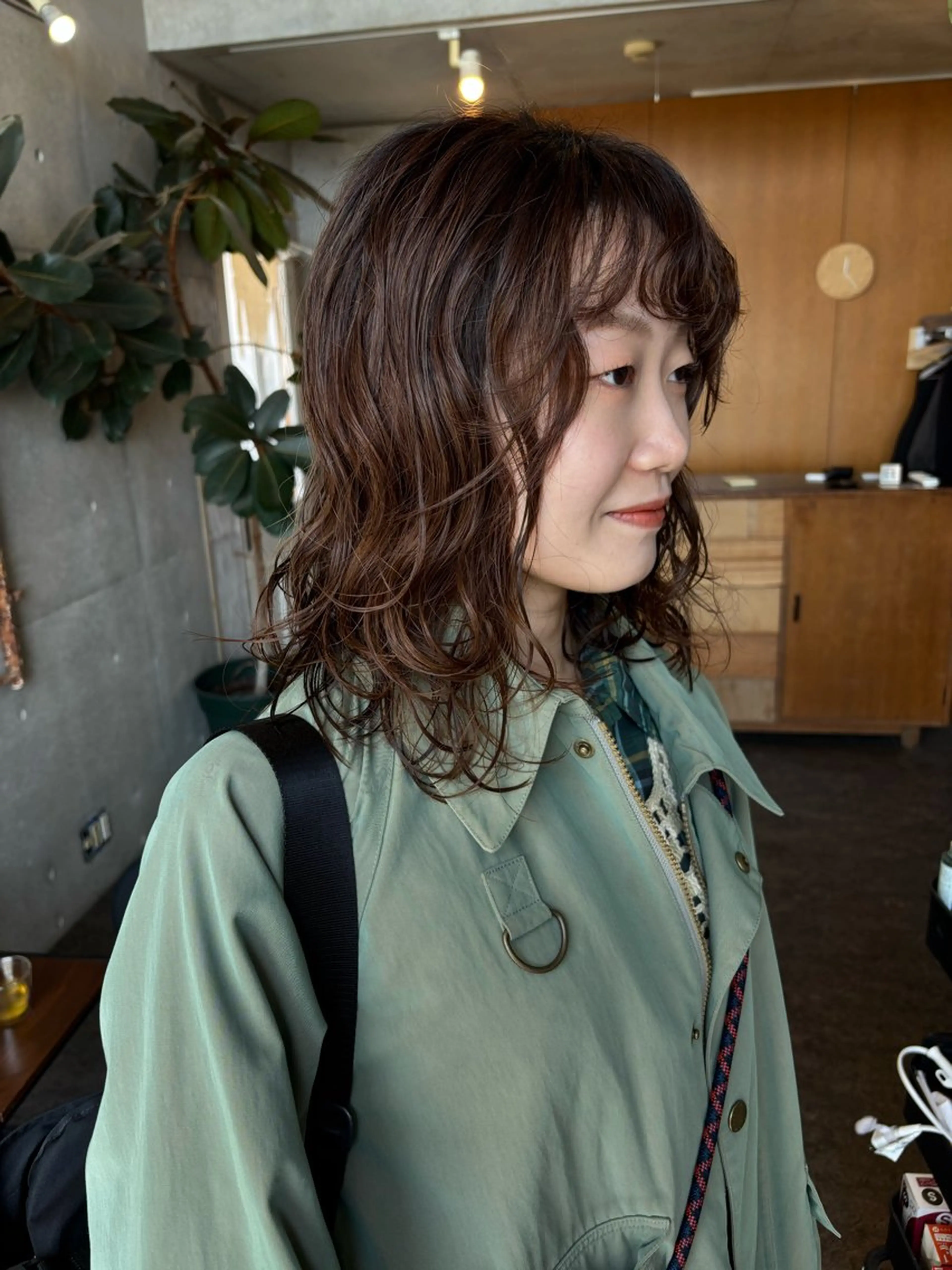 セミロング カラー パーマ セミロングパーマ ニュアンスパーマ 大林 エリコのヘアスタイル