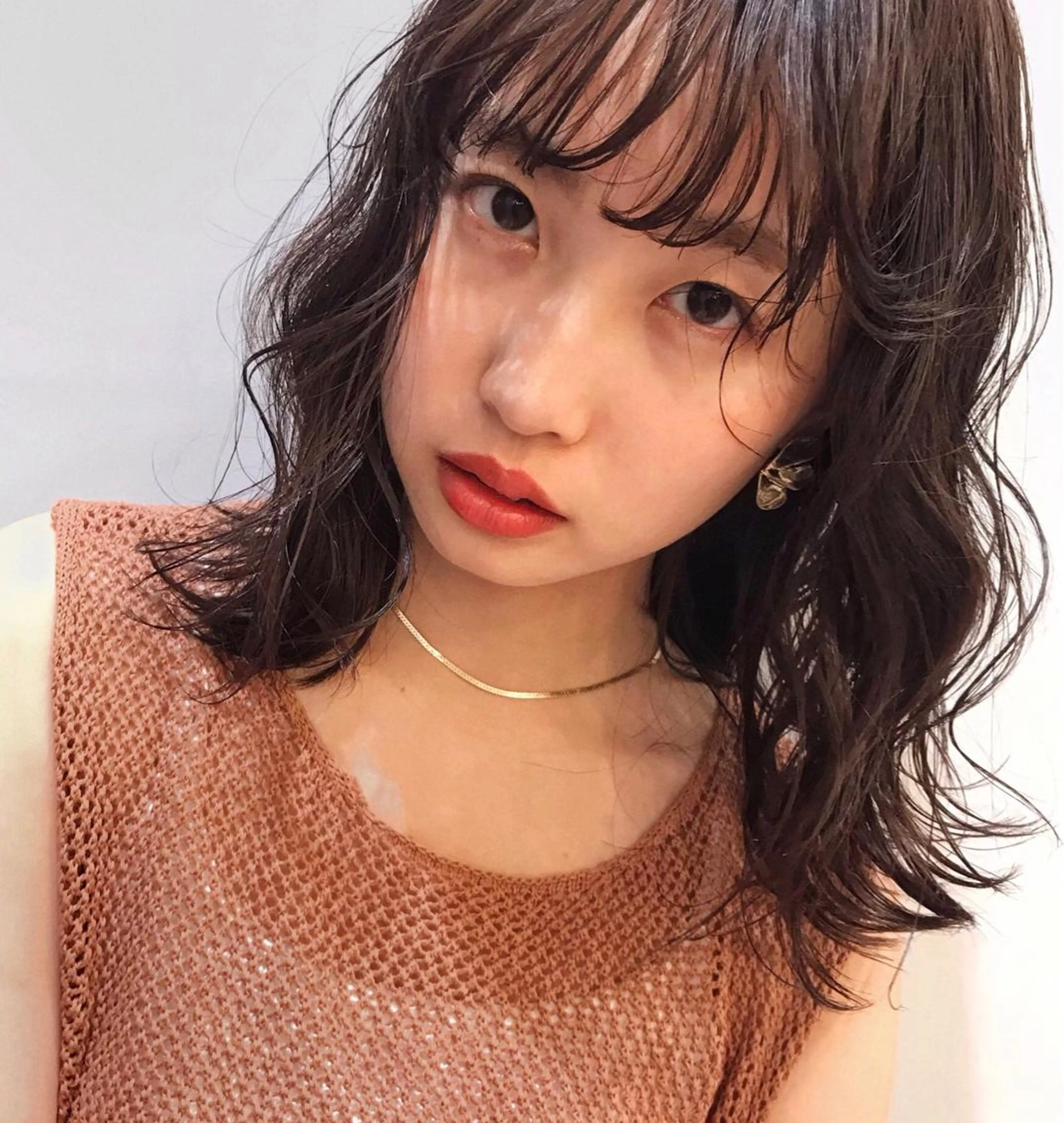 ミディアム カラー ブラウンカラー レイヤー/大人ボブ 渡邉【日吉美容室】のヘアスタイル